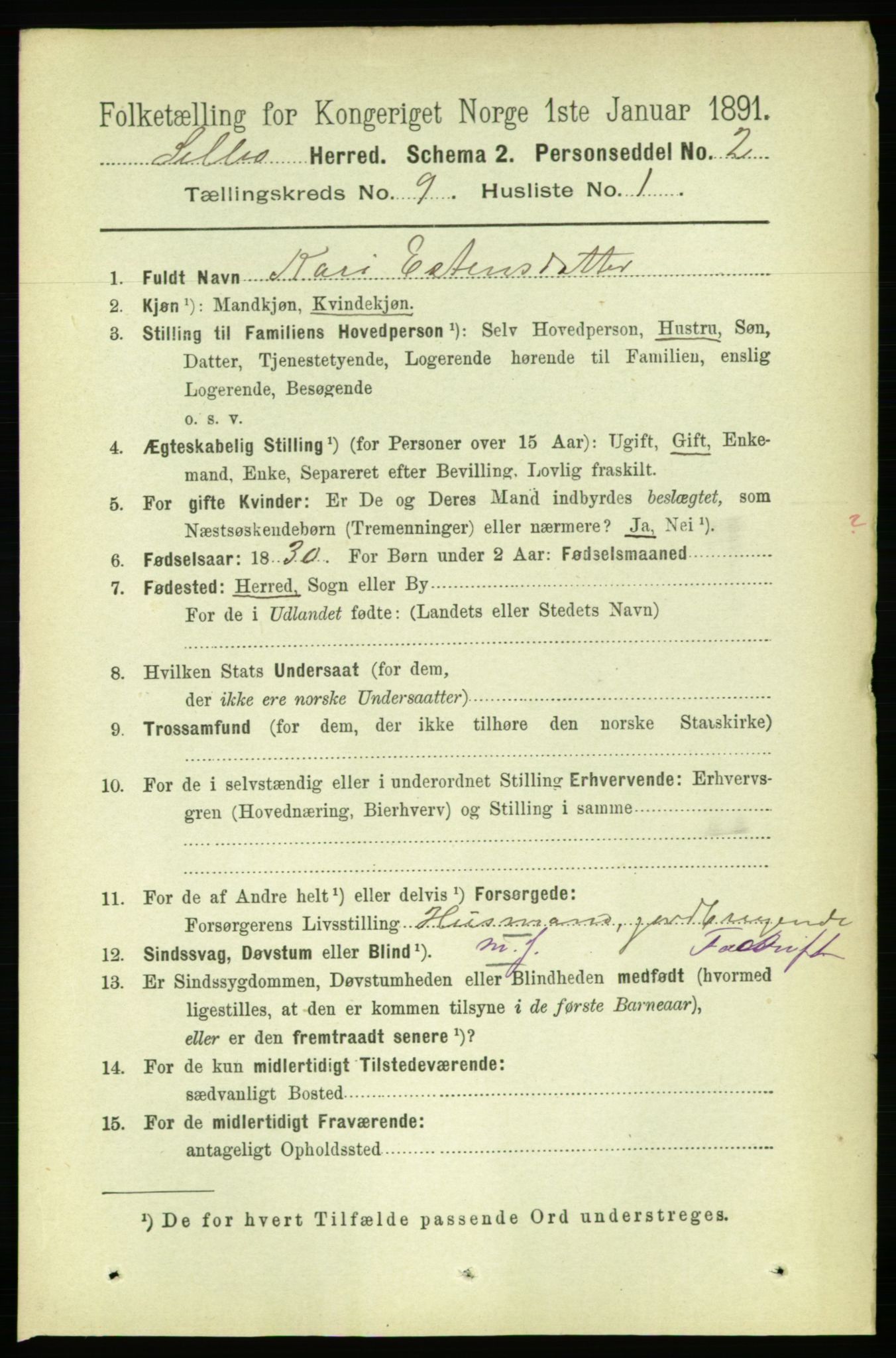 RA, 1891 census for 1664 Selbu, 1891, p. 3350