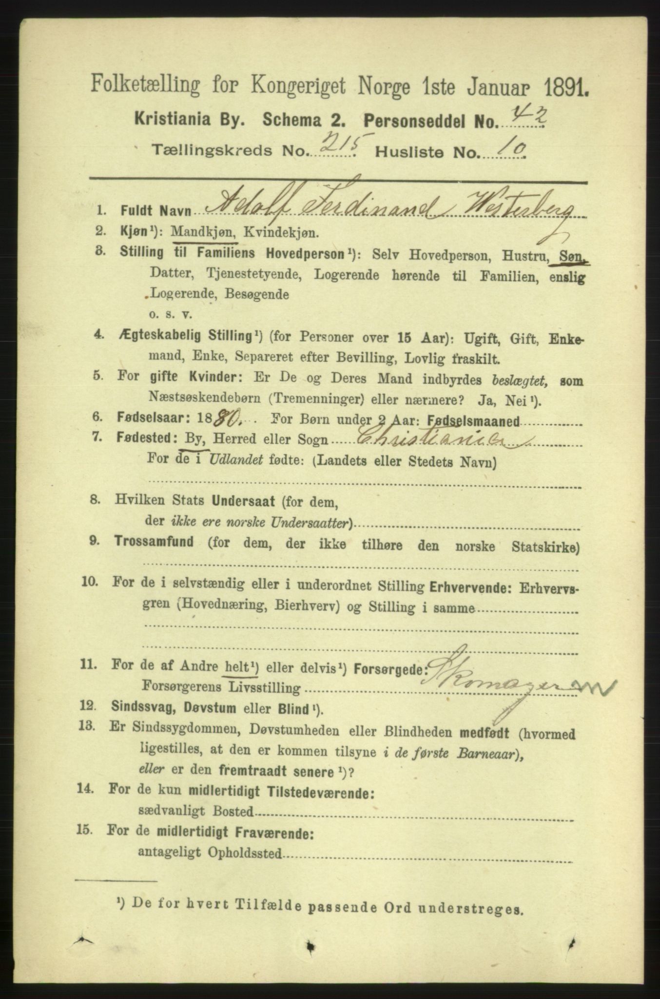 RA, 1891 census for 0301 Kristiania, 1891, p. 128007