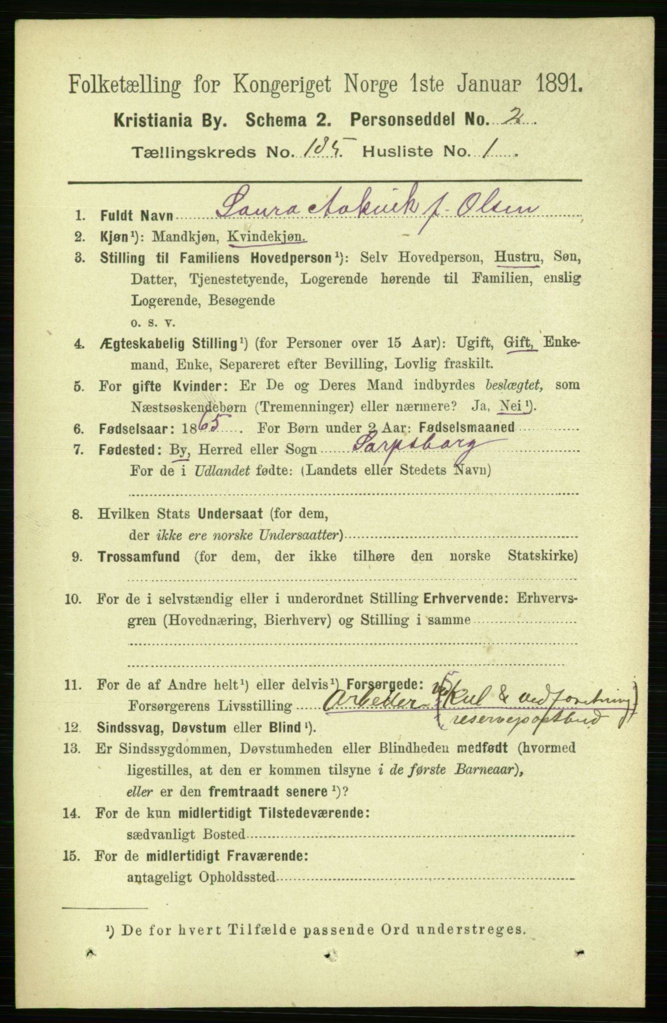 RA, 1891 census for 0301 Kristiania, 1891, p. 110878