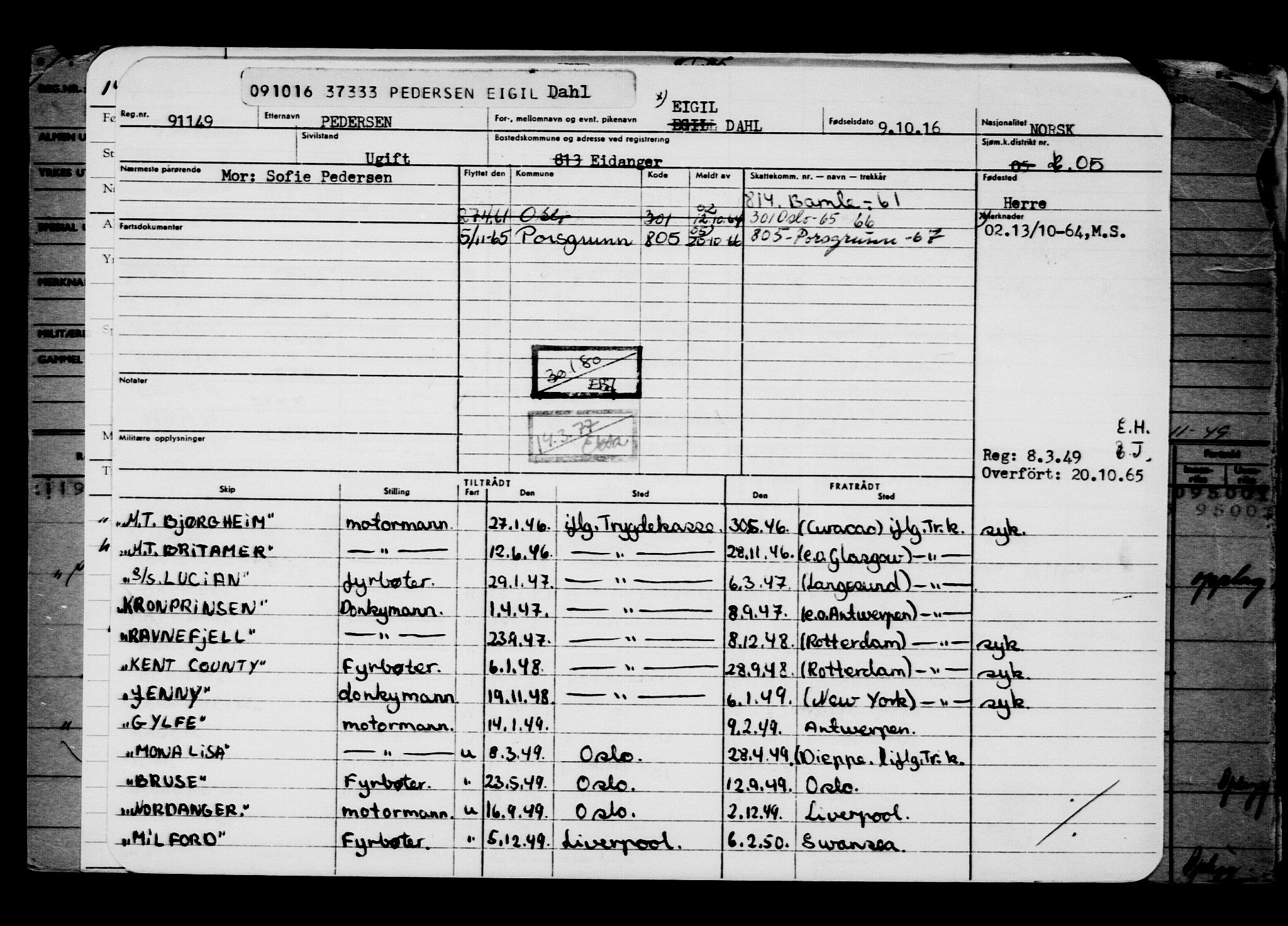 Direktoratet for sjømenn, AV/RA-S-3545/G/Gb/L0143: Hovedkort, 1916, p. 141