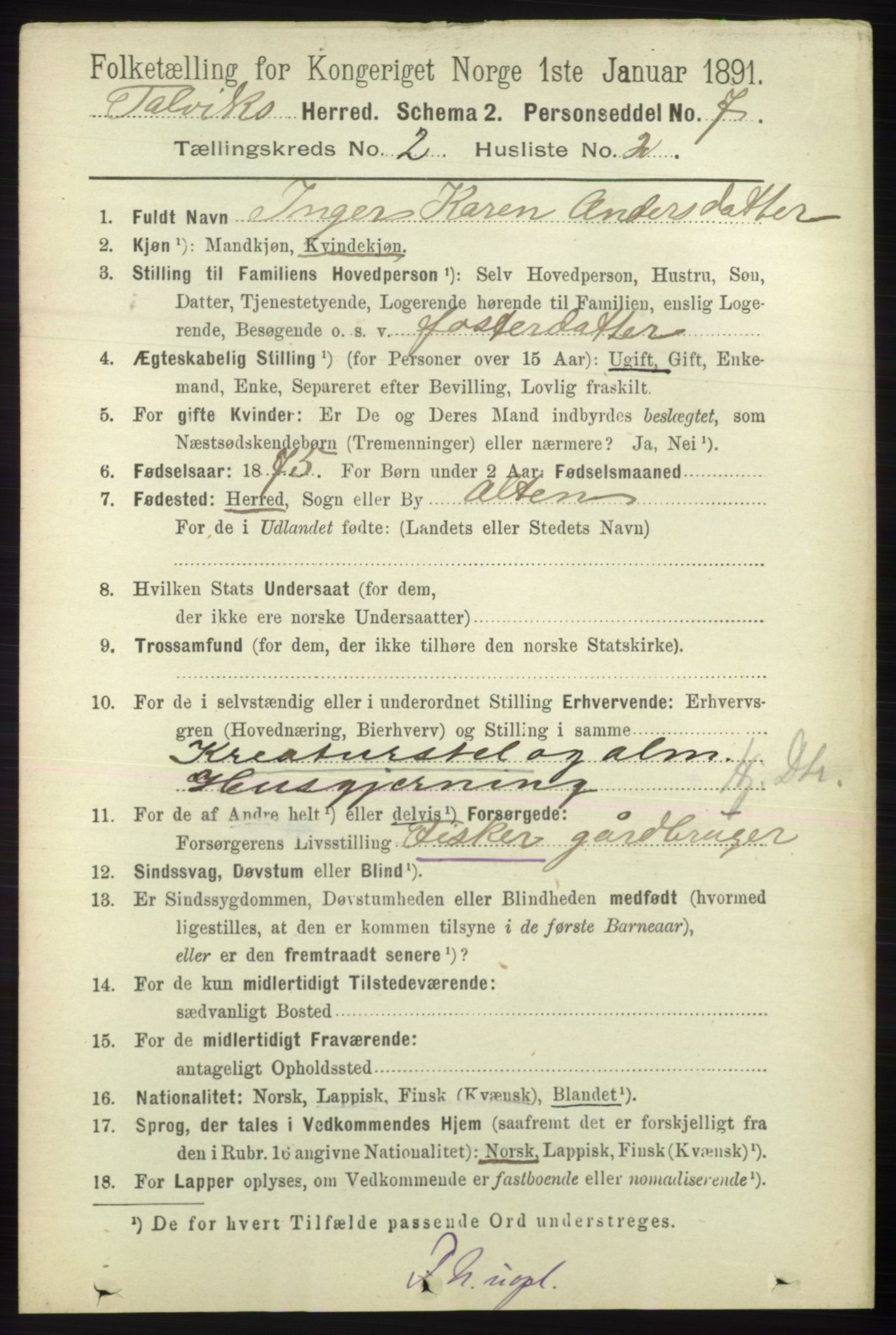 RA, 1891 census for 2013 Talvik, 1891, p. 546