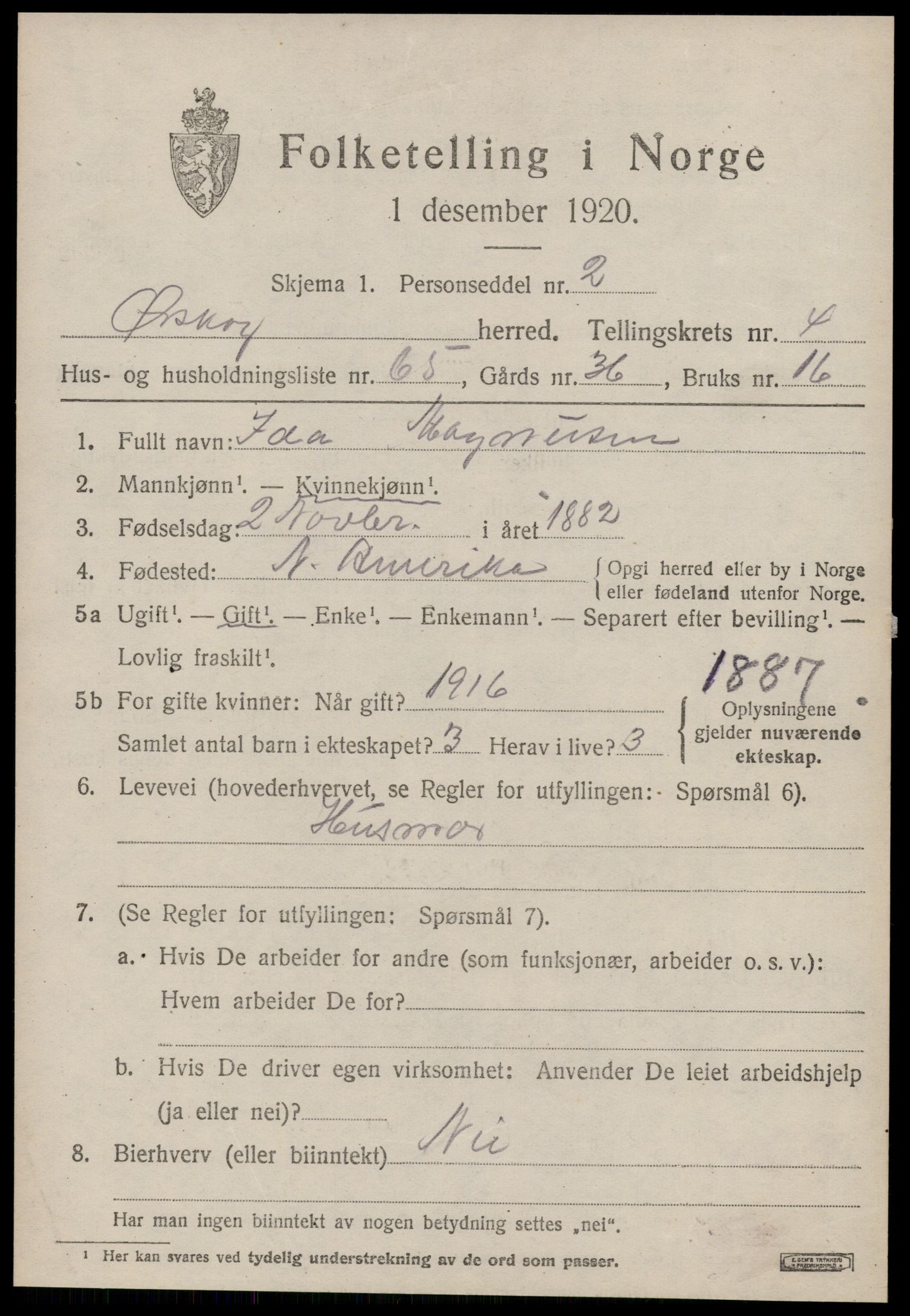 SAT, 1920 census for Ørskog, 1920, p. 3010