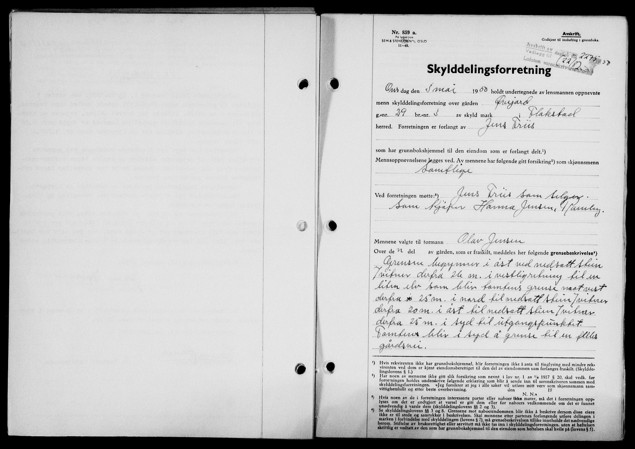 Lofoten sorenskriveri, SAT/A-0017/1/2/2C/L0024a: Mortgage book no. 24a, 1950-1950, Diary no: : 2275/1950