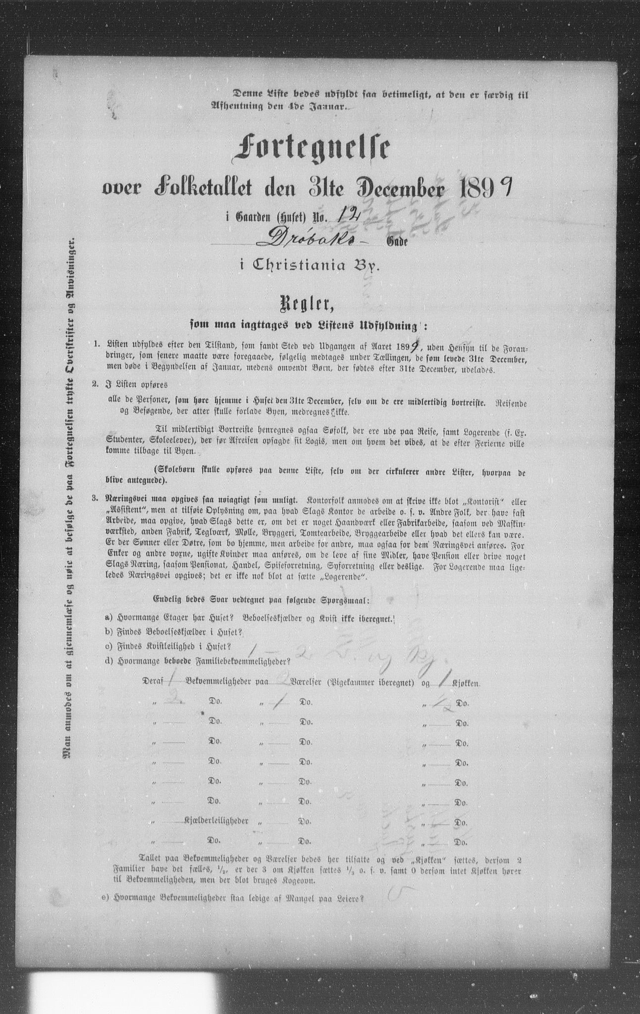 OBA, Municipal Census 1899 for Kristiania, 1899, p. 2313