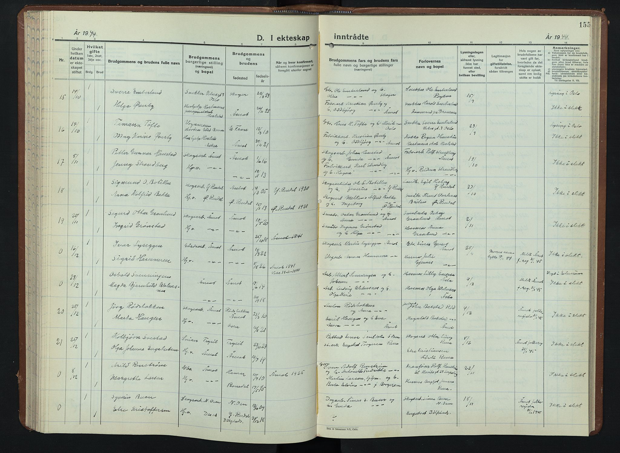 Åmot prestekontor, Hedmark, AV/SAH-PREST-056/H/Ha/Hab/L0008: Parish register (copy) no. 8, 1938-1947, p. 155