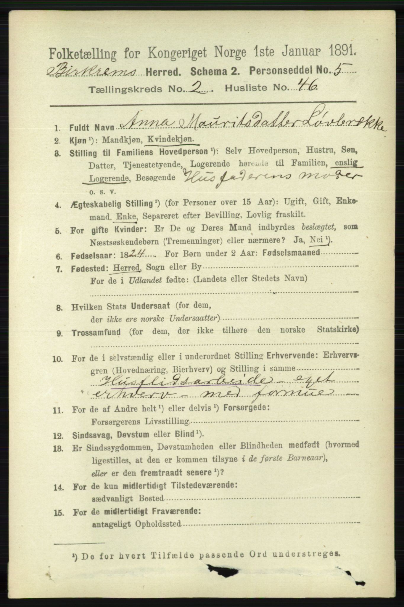 RA, 1891 census for 1114 Bjerkreim, 1891, p. 844