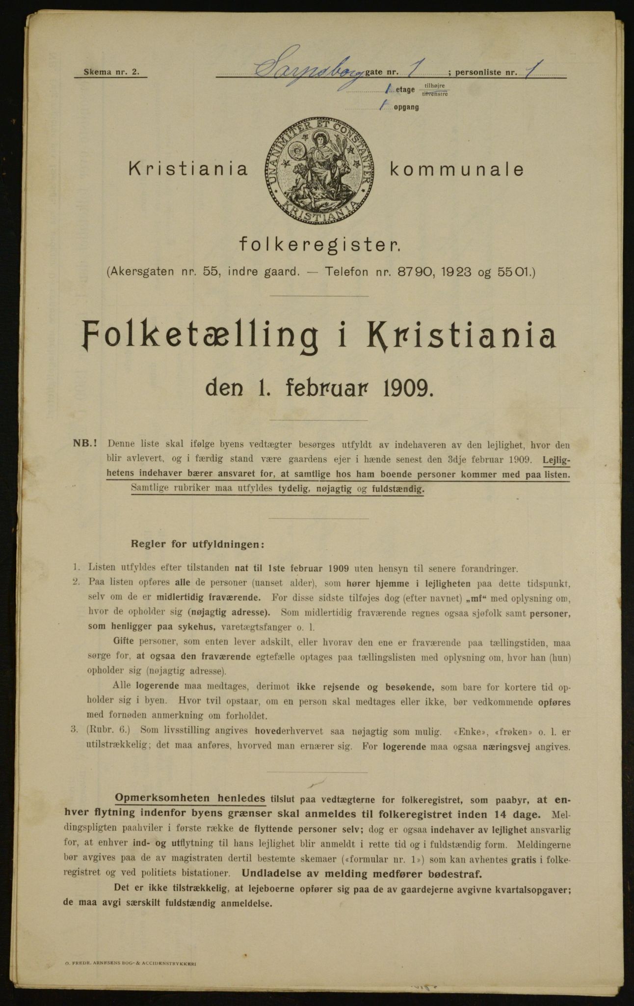 OBA, Municipal Census 1909 for Kristiania, 1909, p. 81003