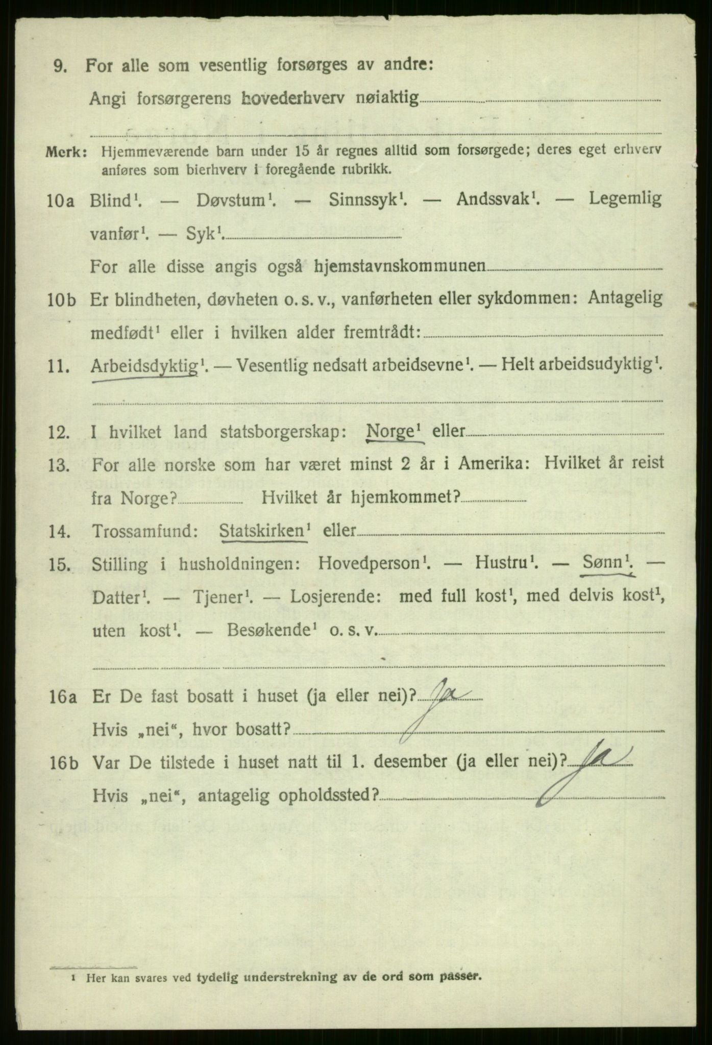 SAB, 1920 census for Voss, 1920, p. 9308