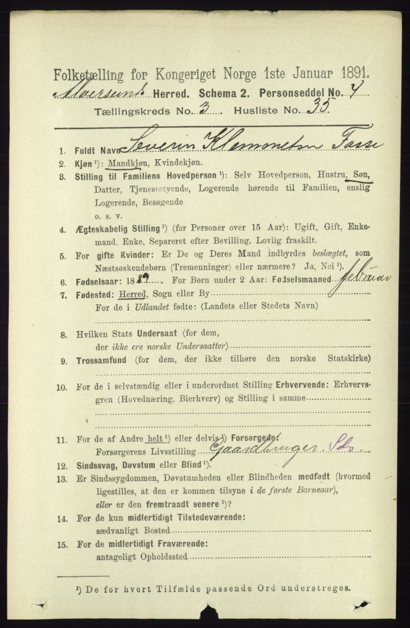 RA, 1891 census for 1257 Alversund, 1891, p. 1271