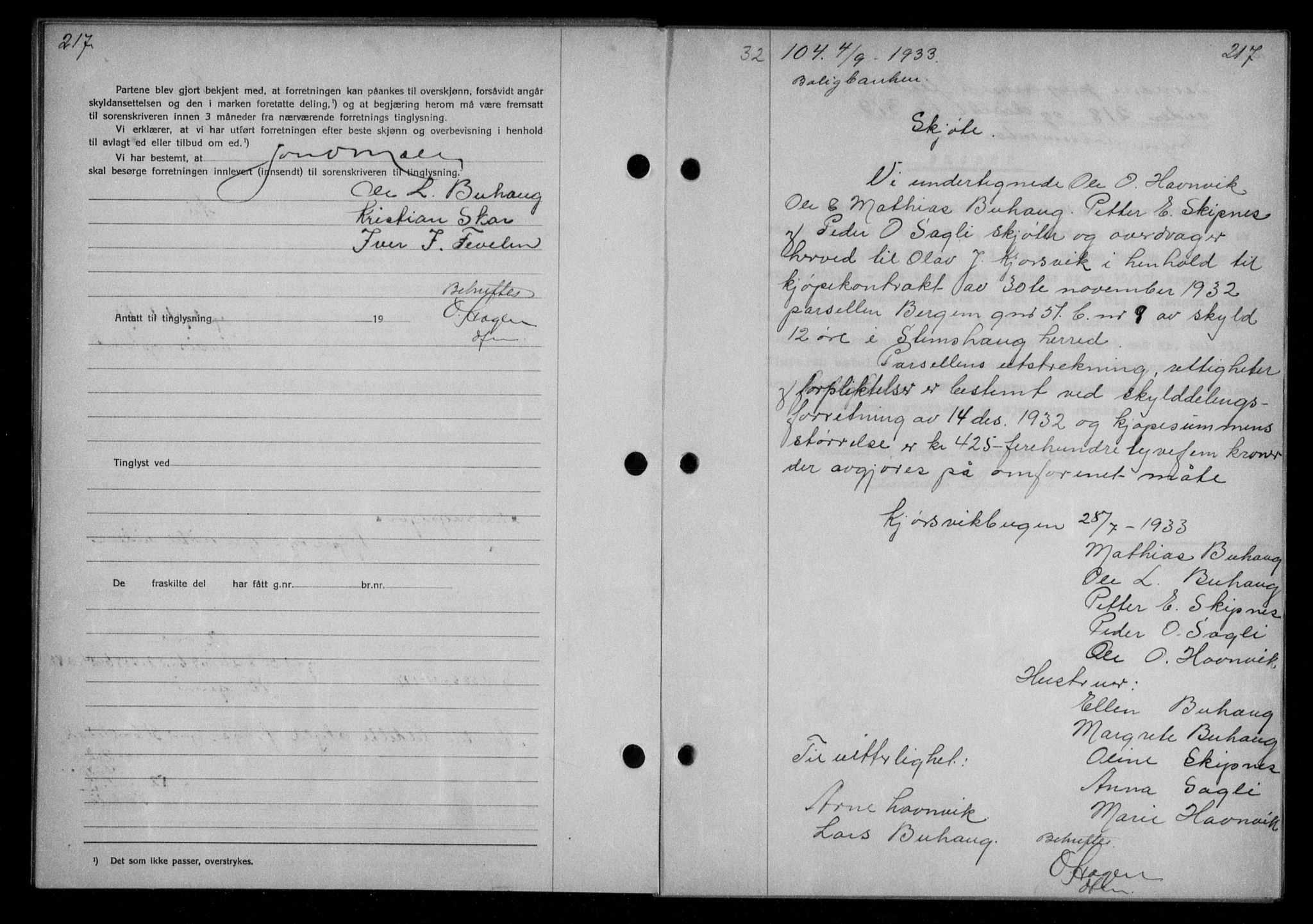 Nordmøre sorenskriveri, AV/SAT-A-4132/1/2/2Ca/L0079: Mortgage book no. 69, 1933-1933, Deed date: 04.09.1933