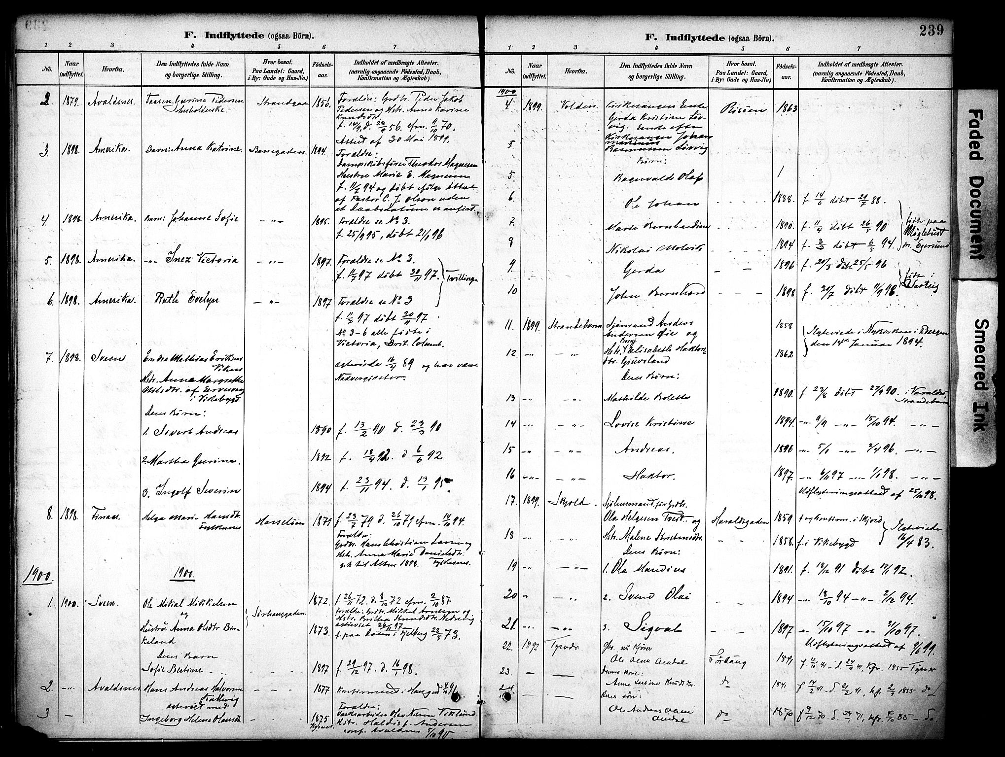 Haugesund sokneprestkontor, AV/SAST-A -101863/H/Ha/Haa/L0006: Parish register (official) no. A 6, 1891-1907, p. 239