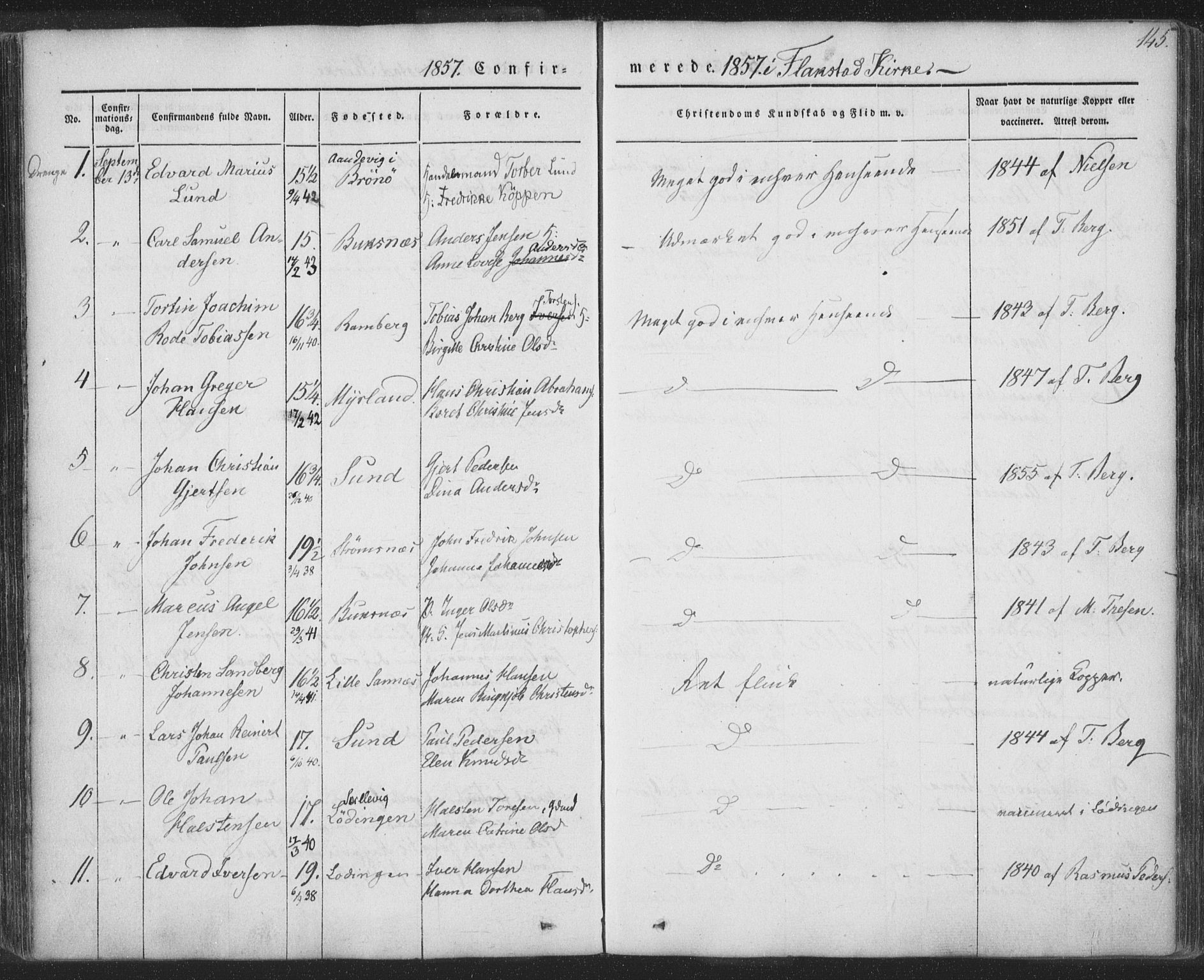 Ministerialprotokoller, klokkerbøker og fødselsregistre - Nordland, AV/SAT-A-1459/885/L1202: Parish register (official) no. 885A03, 1838-1859, p. 145