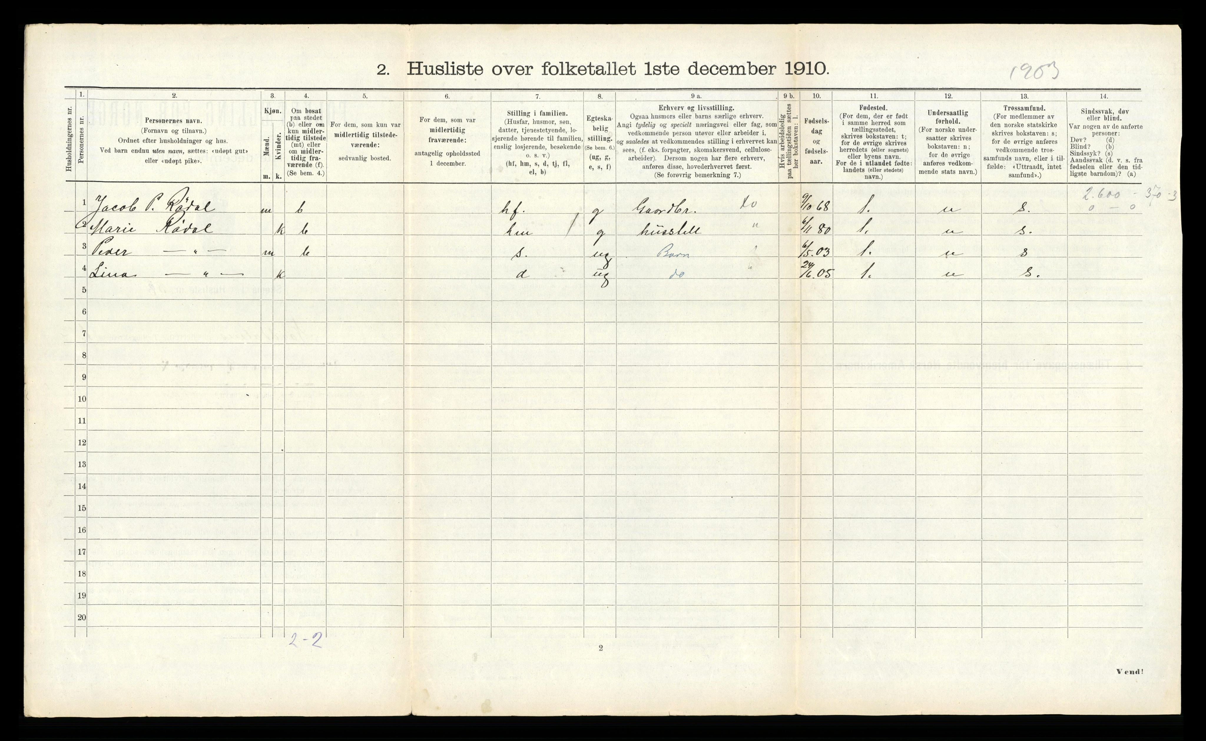 RA, 1910 census for Norddal, 1910, p. 142