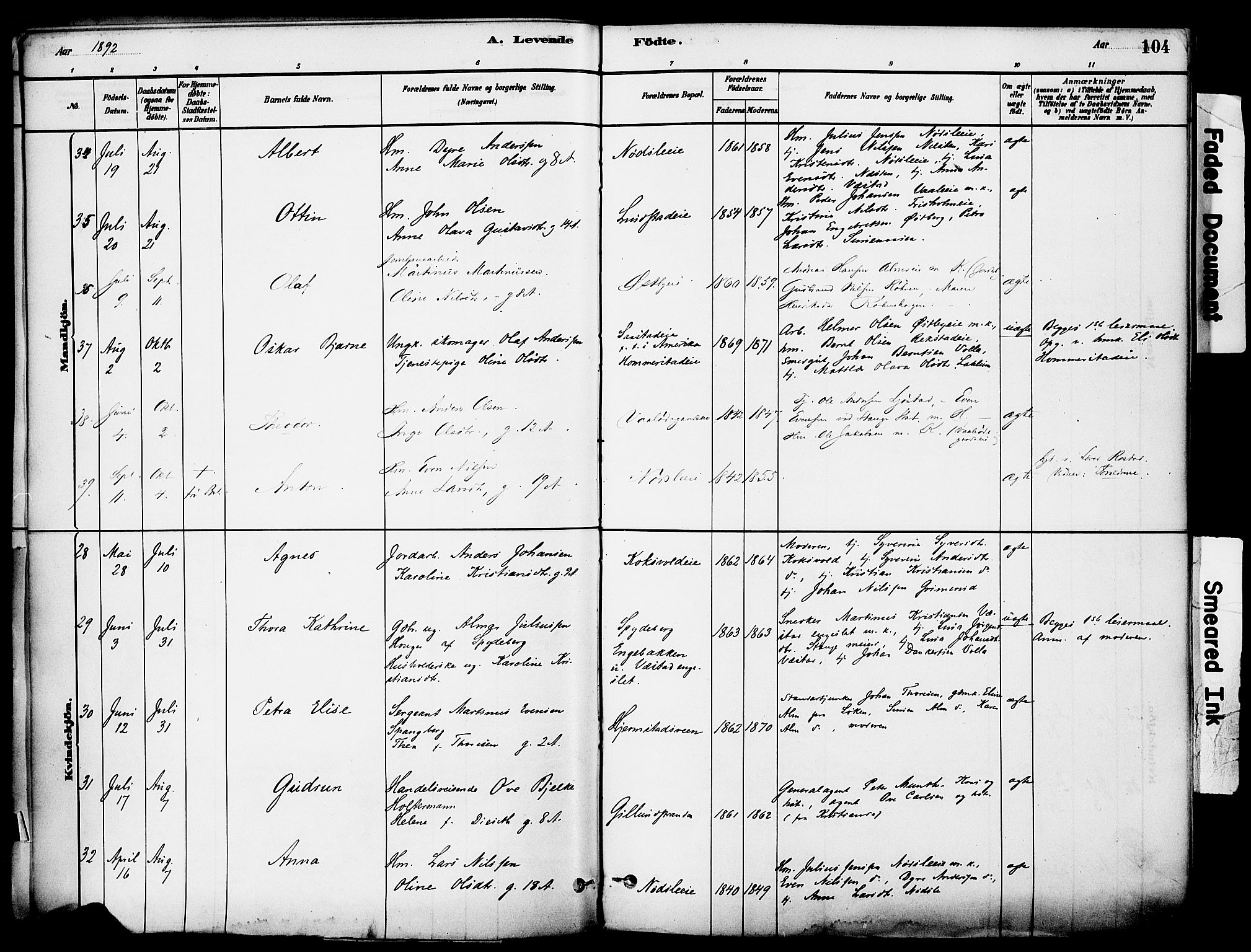 Stange prestekontor, SAH/PREST-002/K/L0017: Parish register (official) no. 17, 1880-1893, p. 104
