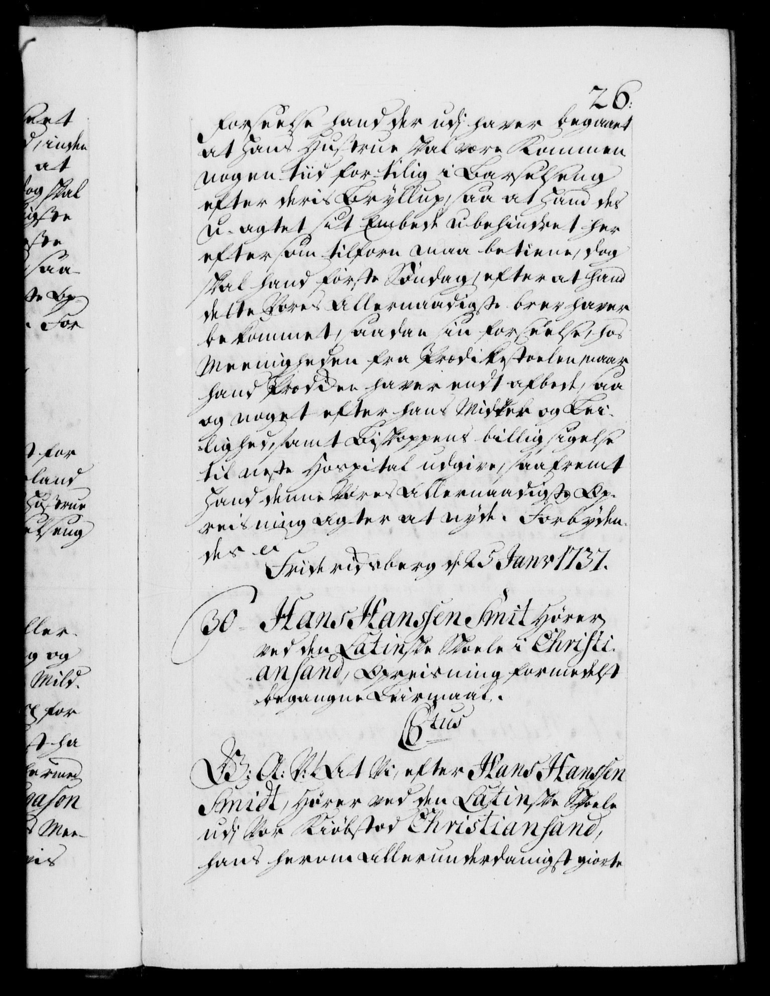 Danske Kanselli 1572-1799, AV/RA-EA-3023/F/Fc/Fca/Fcaa/L0030: Norske registre, 1737-1738, p. 26a