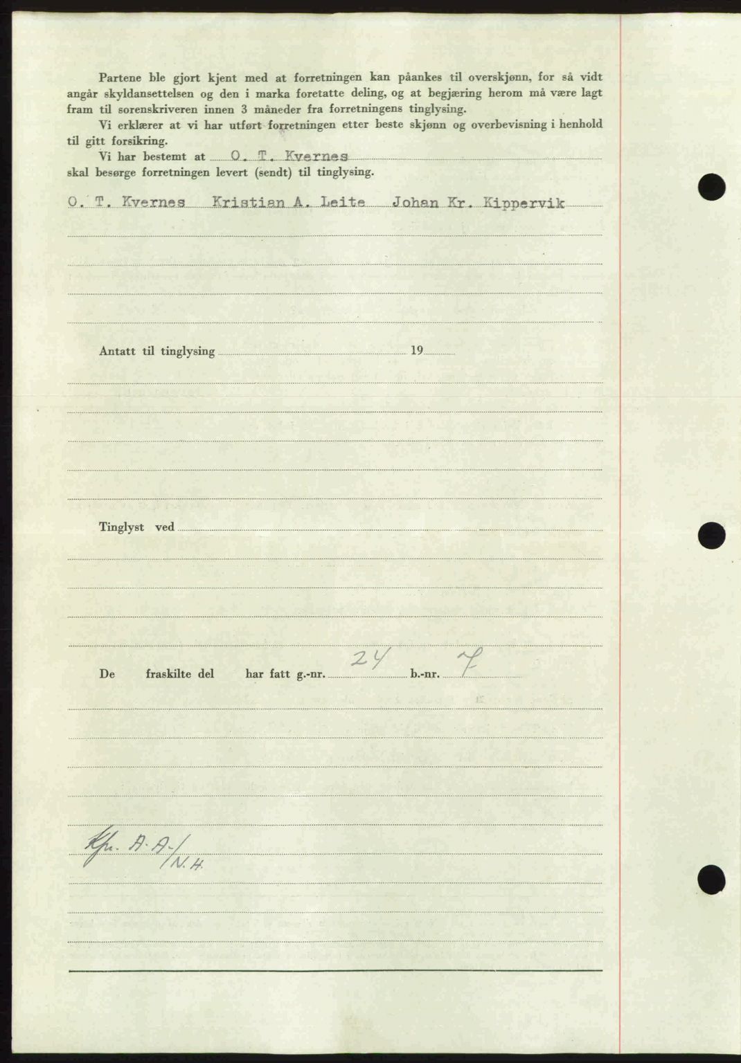 Nordmøre sorenskriveri, AV/SAT-A-4132/1/2/2Ca: Mortgage book no. A102, 1946-1946, Diary no: : 1868/1946