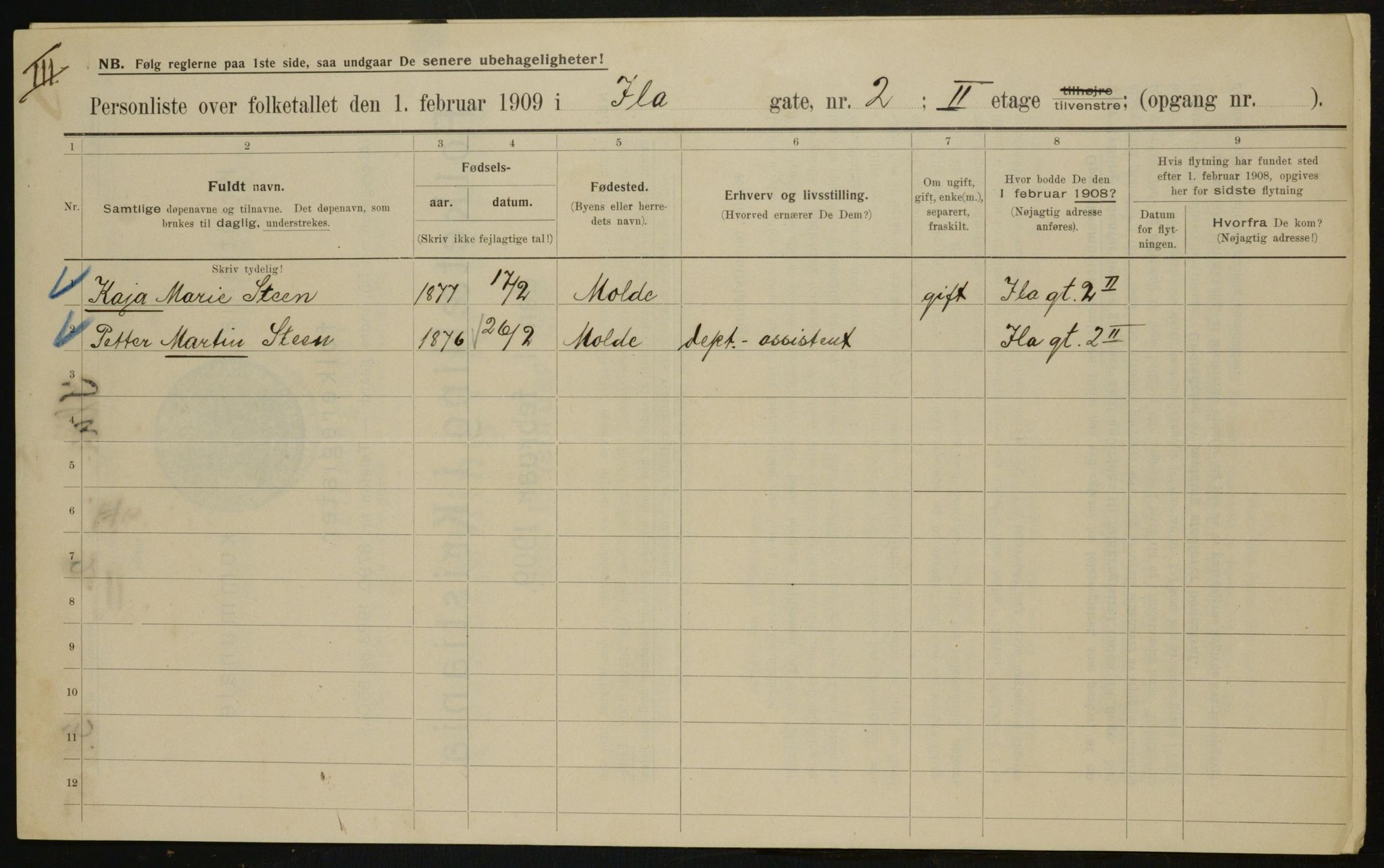 OBA, Municipal Census 1909 for Kristiania, 1909, p. 39442