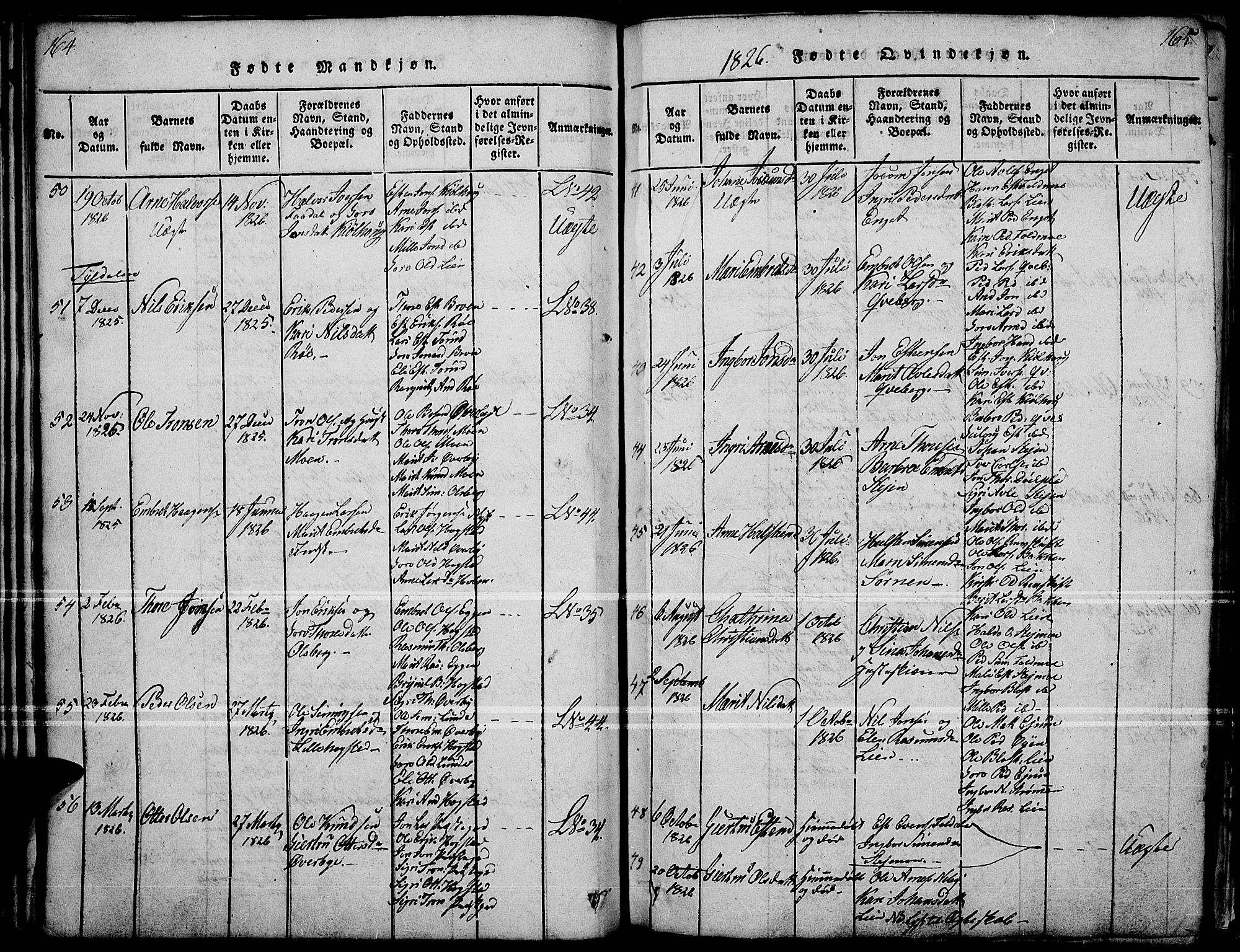 Tynset prestekontor, AV/SAH-PREST-058/H/Ha/Haa/L0018: Parish register (official) no. 18, 1815-1829, p. 164-165