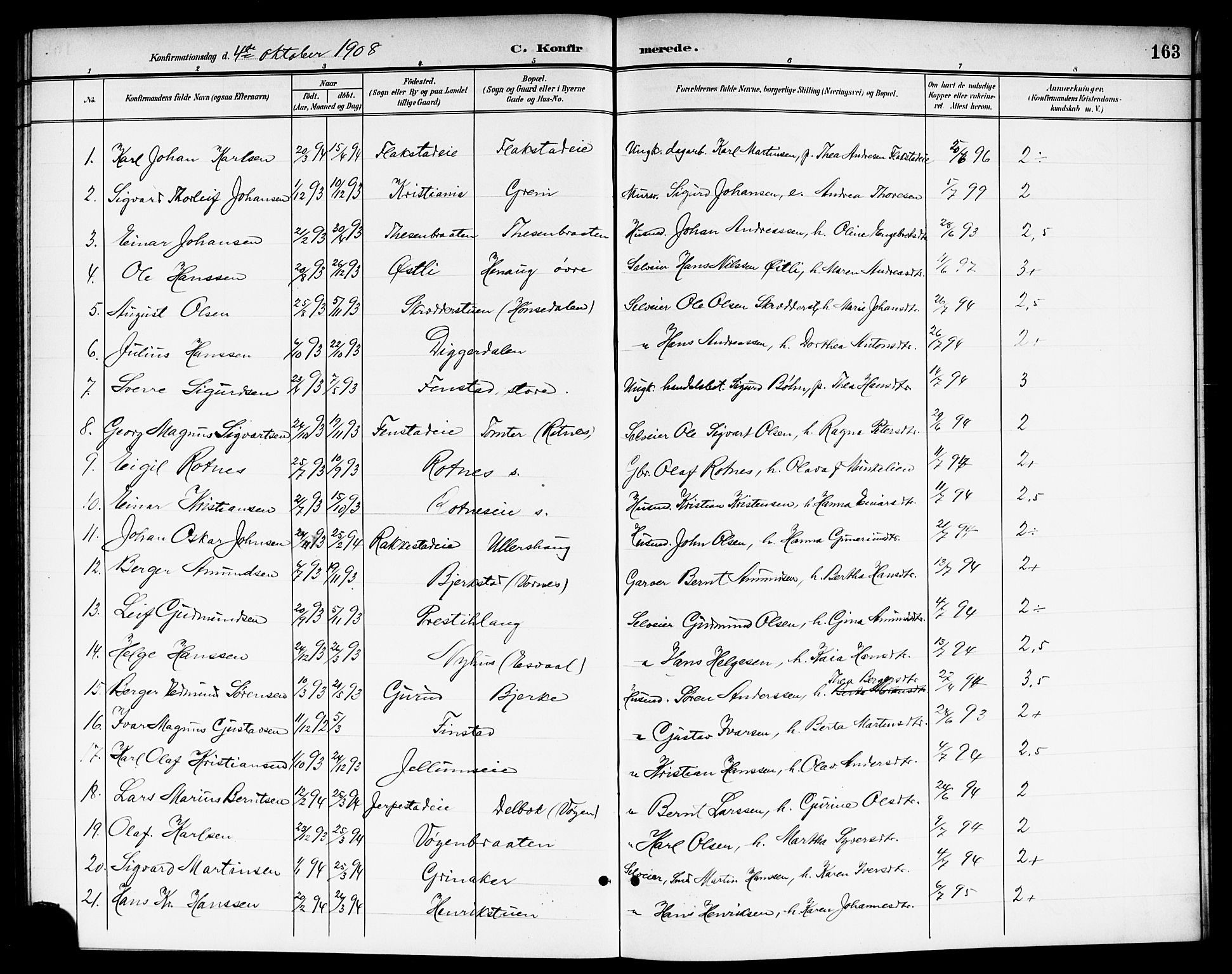 Nes prestekontor Kirkebøker, SAO/A-10410/G/Ga/L0002: Parish register (copy) no. I 2, 1901-1912, p. 163