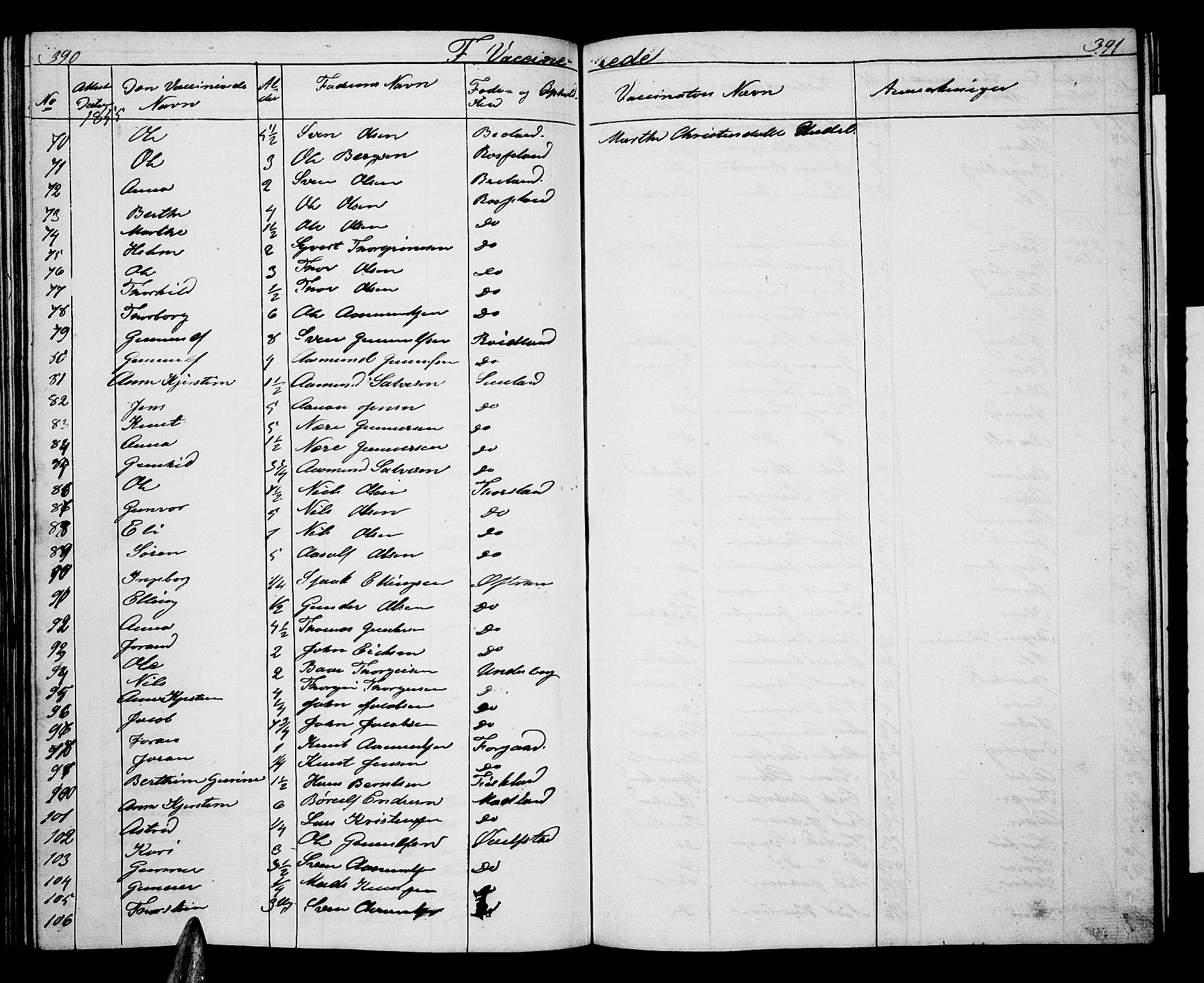 Åseral sokneprestkontor, SAK/1111-0051/F/Fb/L0001: Parish register (copy) no. B 1, 1856-1877, p. 390-391