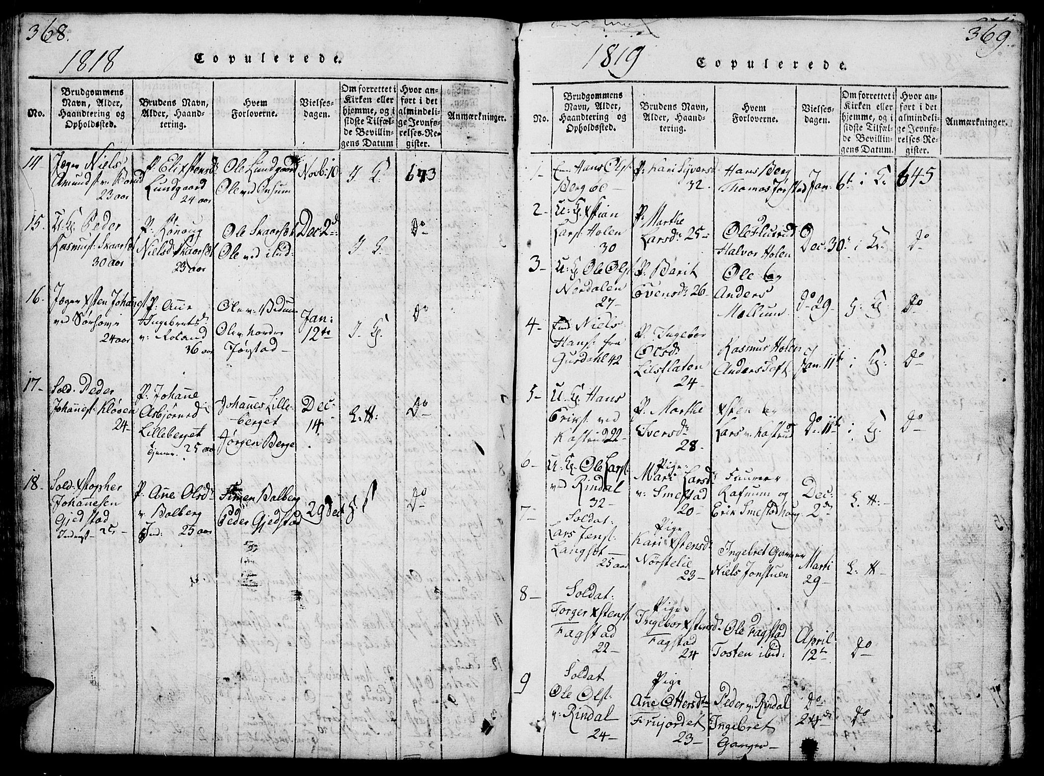 Fåberg prestekontor, SAH/PREST-086/H/Ha/Hab/L0004: Parish register (copy) no. 4, 1818-1837, p. 368-369