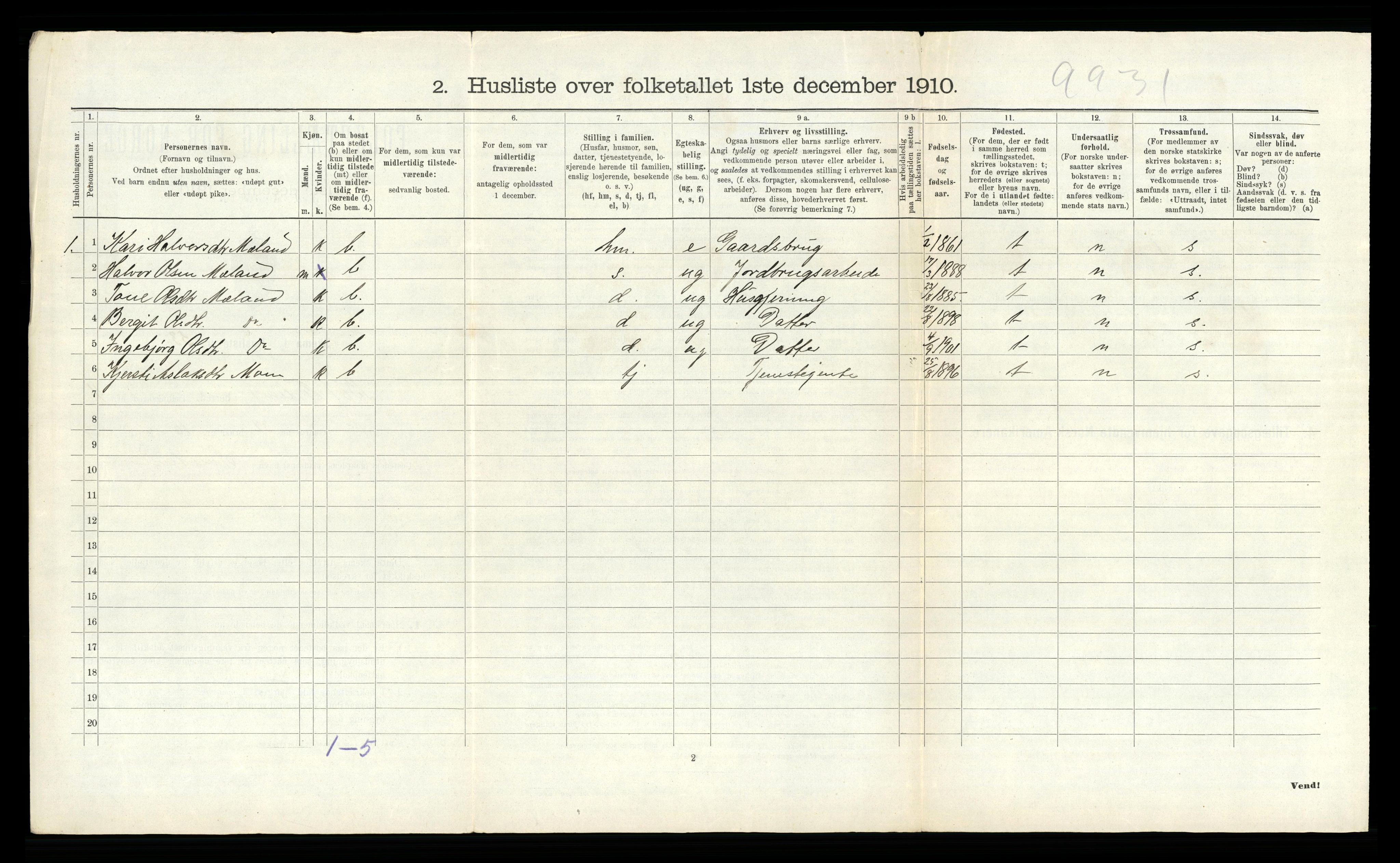 RA, 1910 census for Bø, 1910, p. 572
