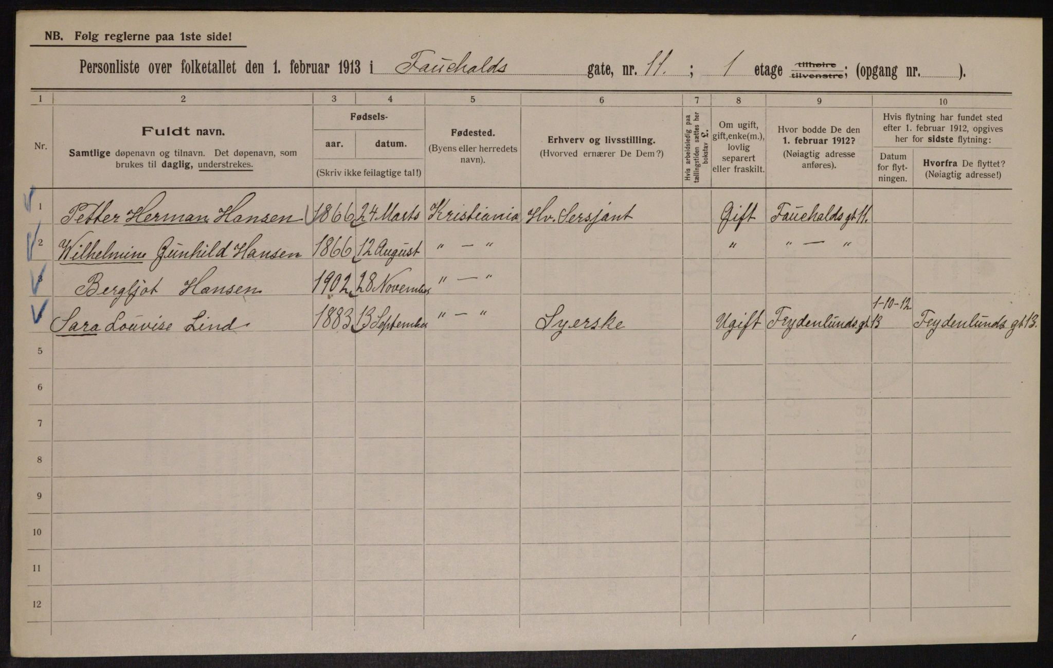 OBA, Municipal Census 1913 for Kristiania, 1913, p. 24089