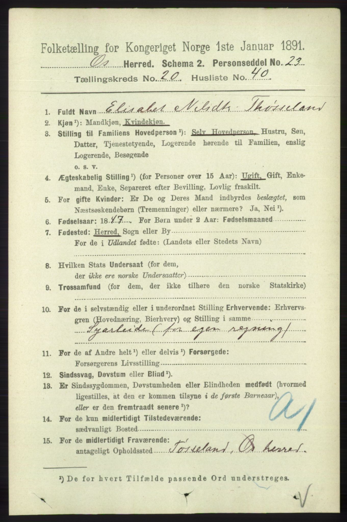 RA, 1891 census for 1243 Os, 1891, p. 4810