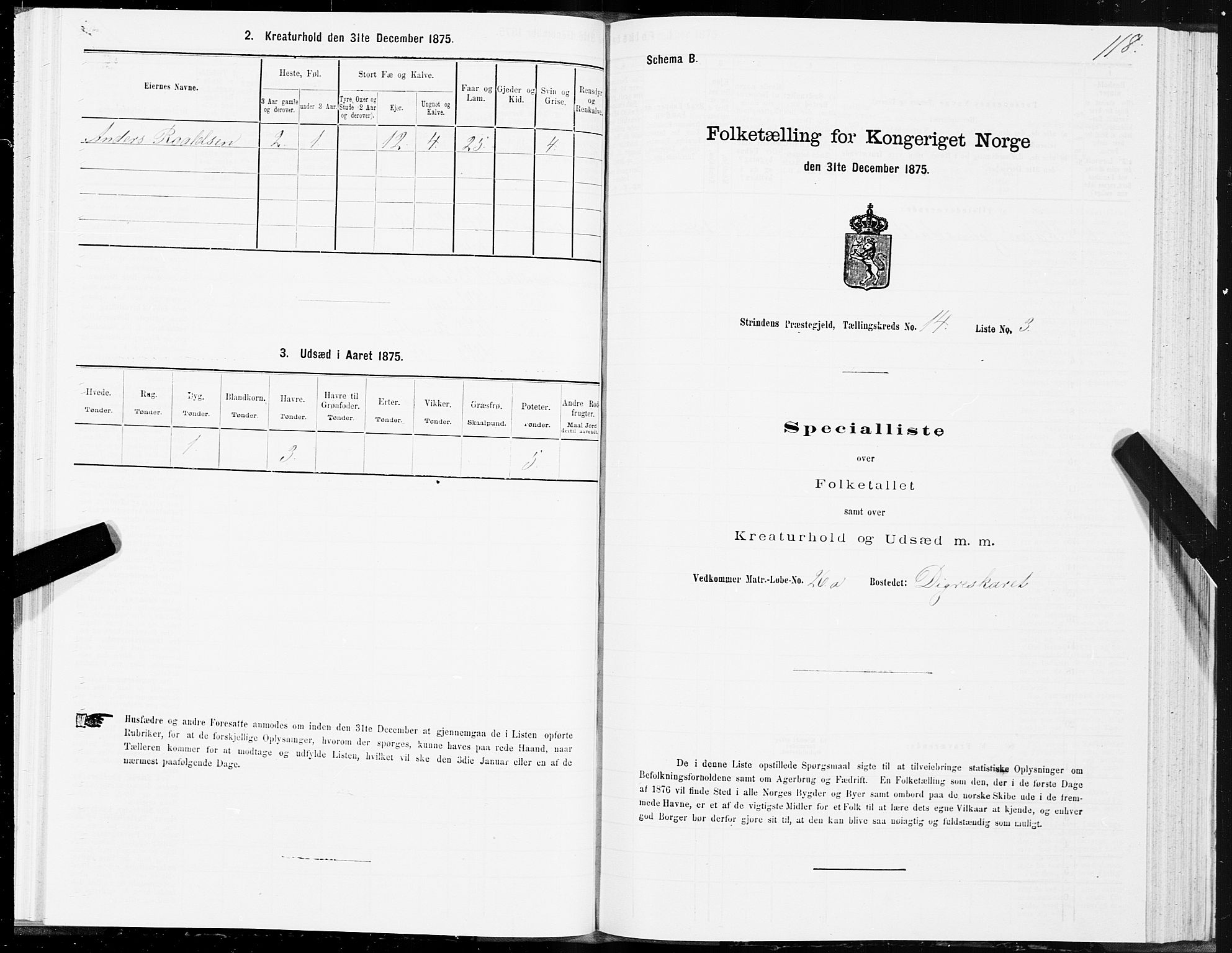 SAT, 1875 census for 1660P Strinda, 1875, p. 8118