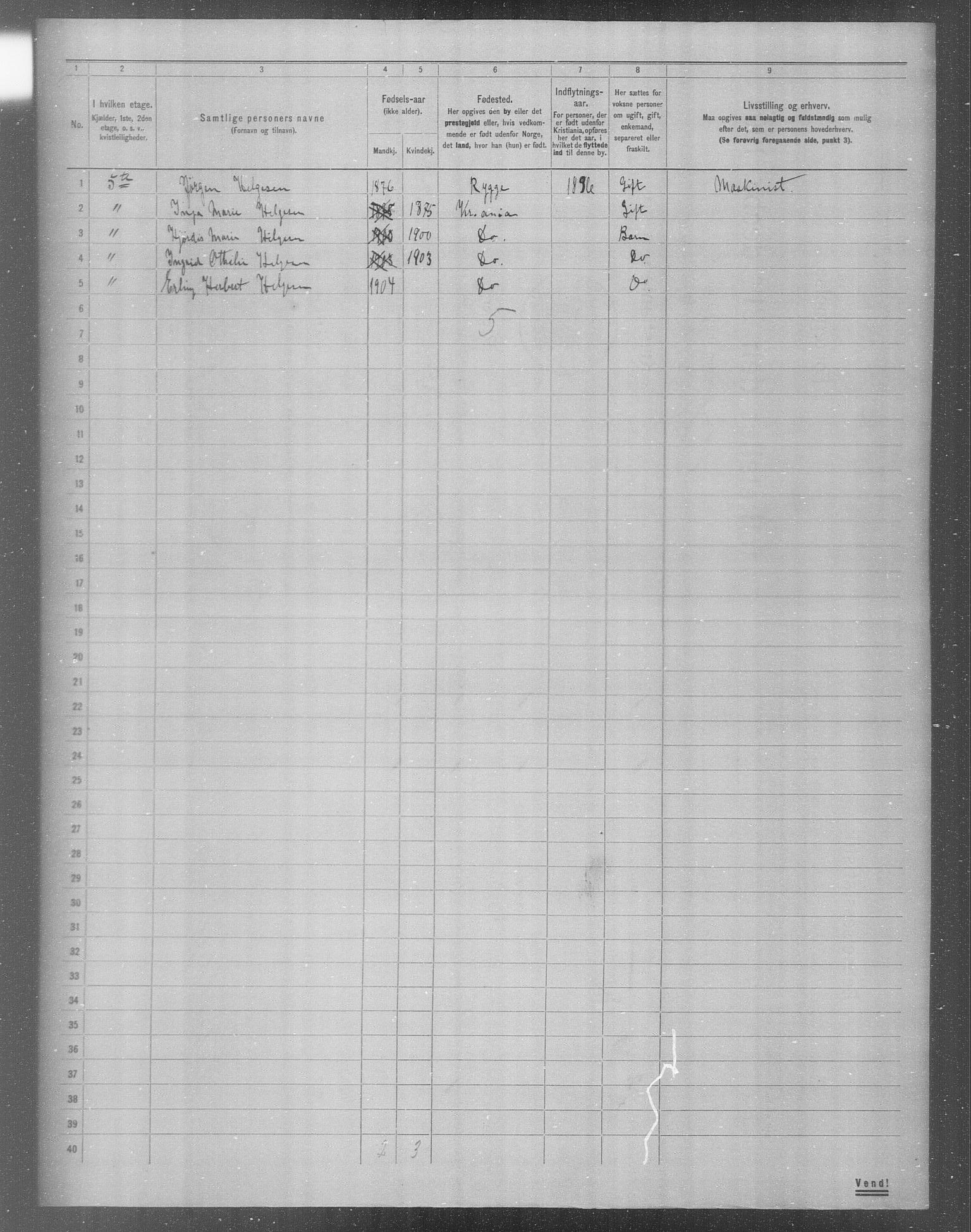 OBA, Municipal Census 1904 for Kristiania, 1904, p. 13300