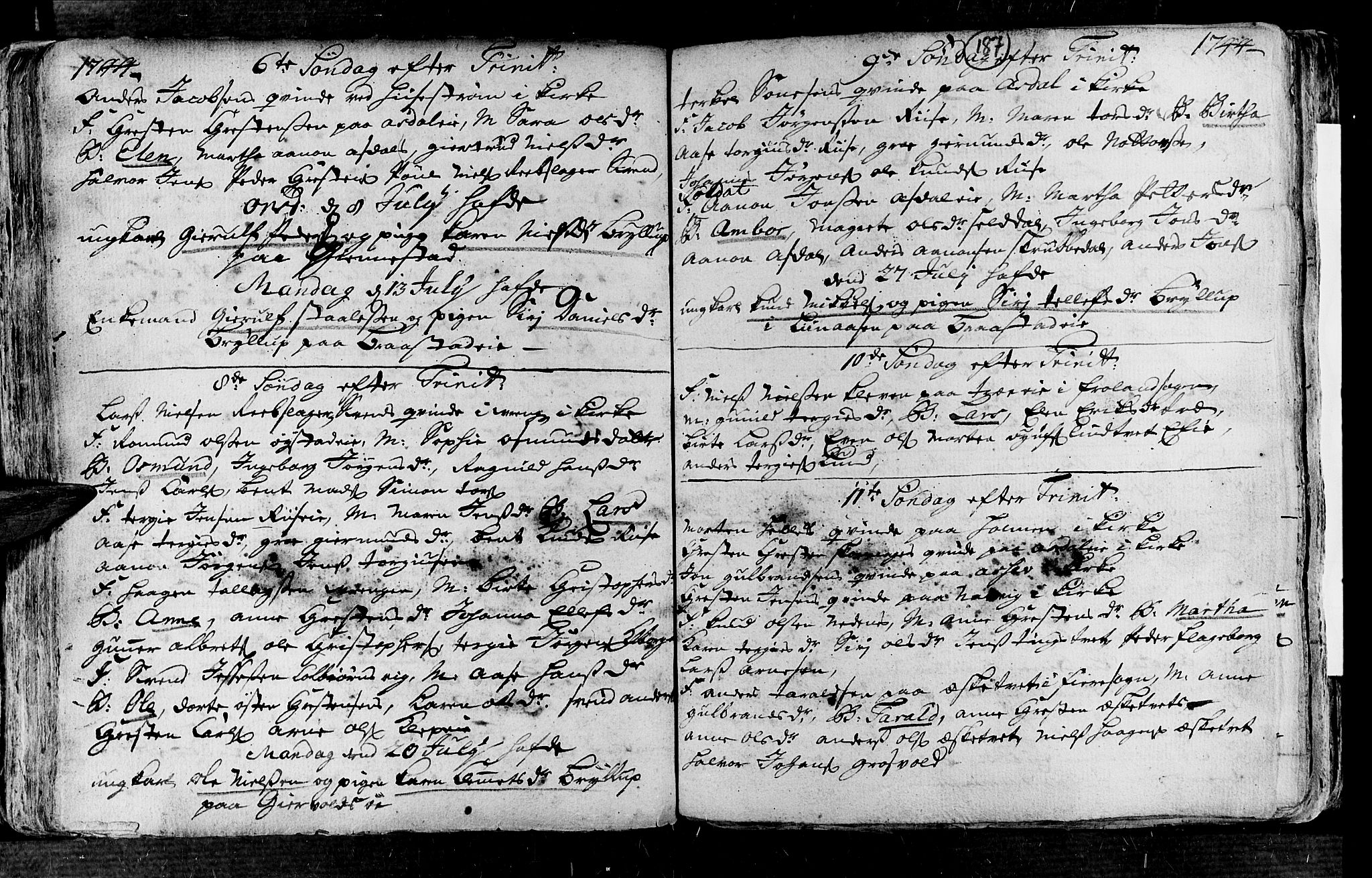 Øyestad sokneprestkontor, AV/SAK-1111-0049/F/Fa/L0004: Parish register (official) no. A 4, 1730-1750, p. 187