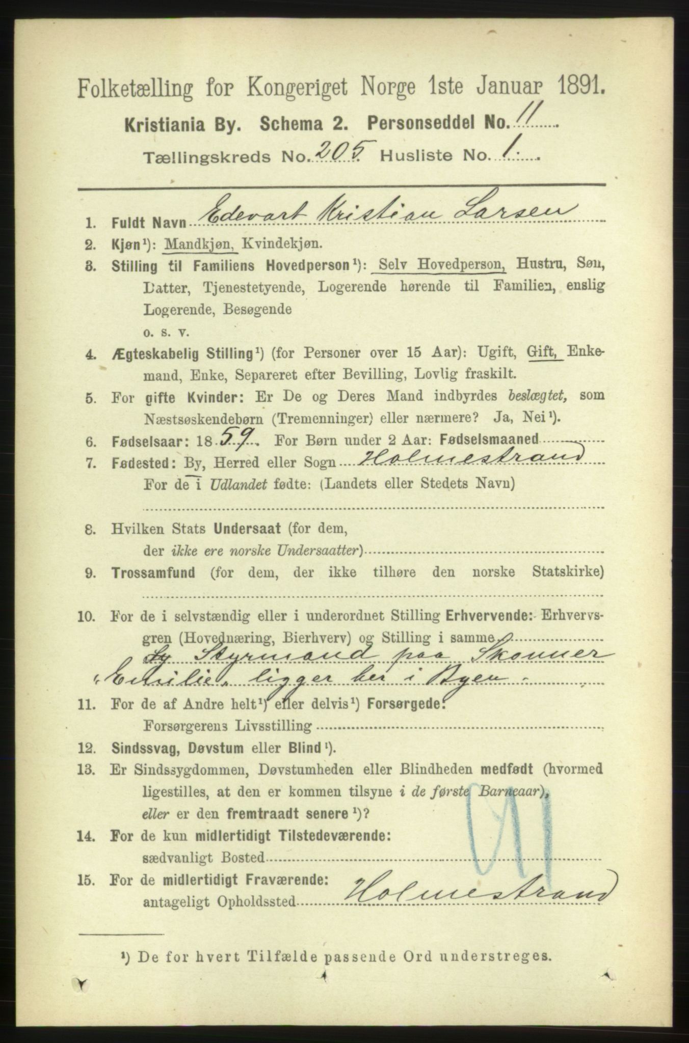 RA, 1891 census for 0301 Kristiania, 1891, p. 123340