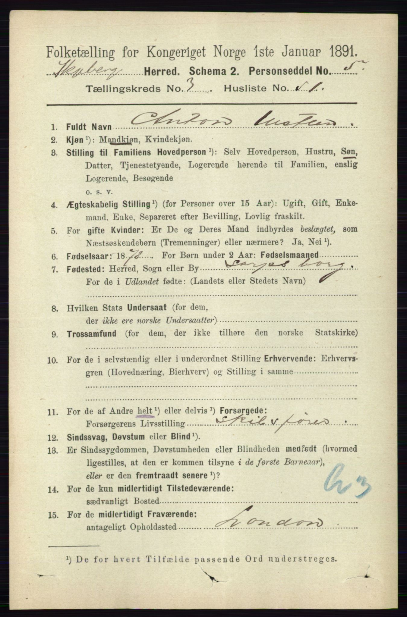 RA, 1891 census for 0115 Skjeberg, 1891, p. 1795