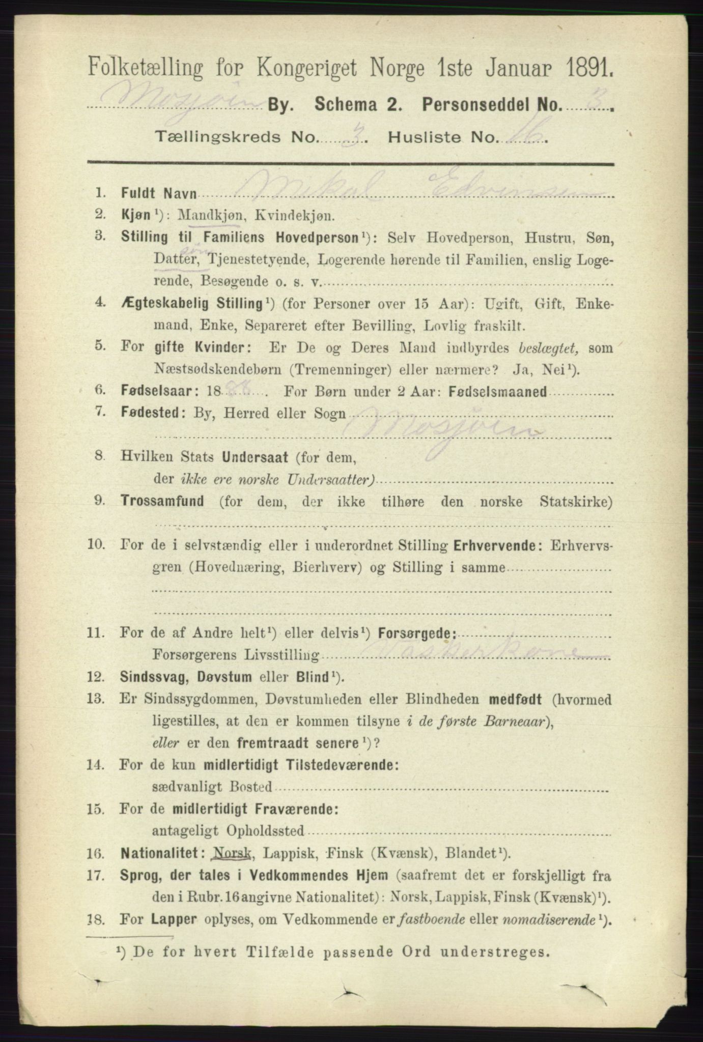 RA, 1891 census for 1802 Mosjøen, 1891, p. 1382