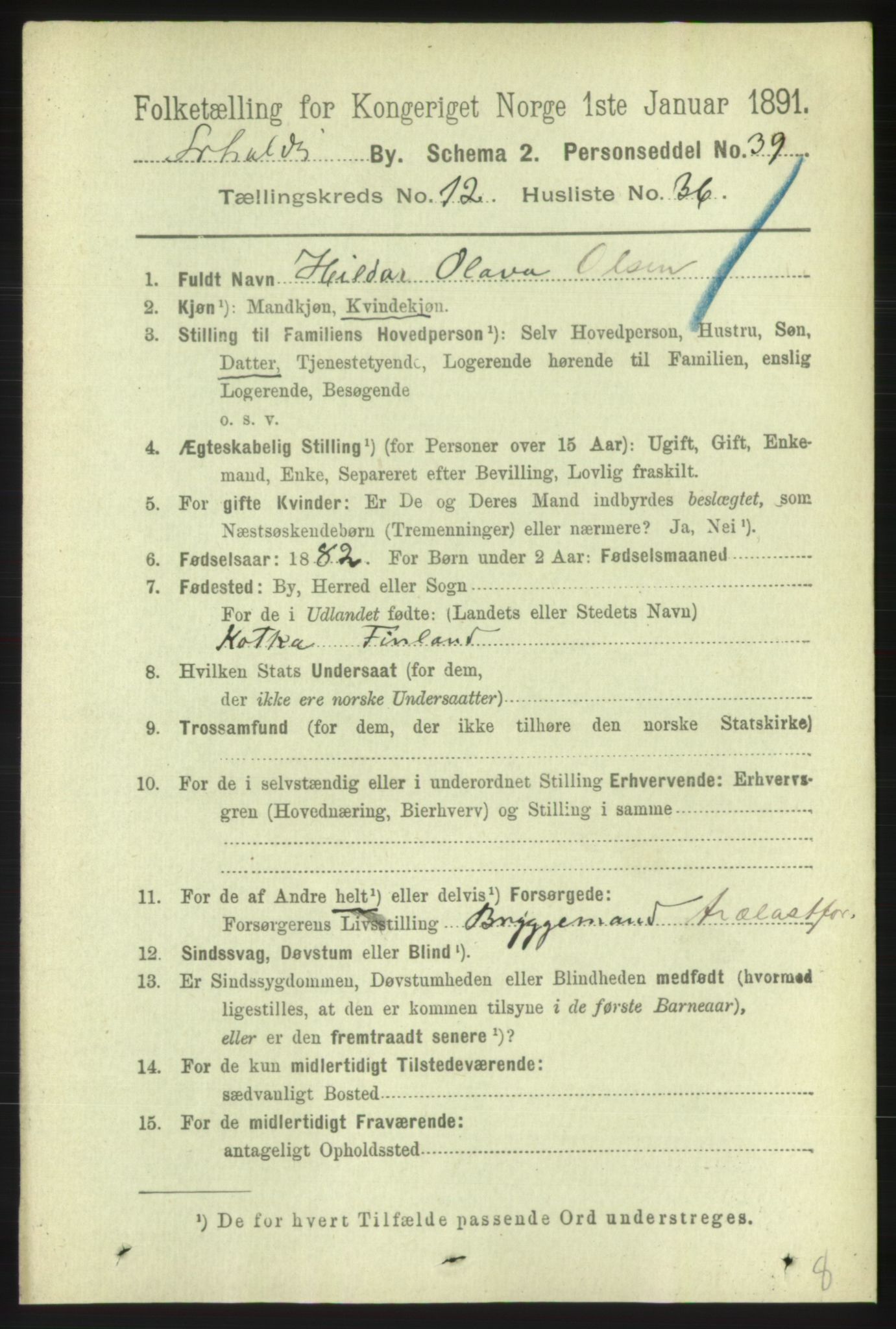 RA, 1891 census for 0101 Fredrikshald, 1891, p. 8779