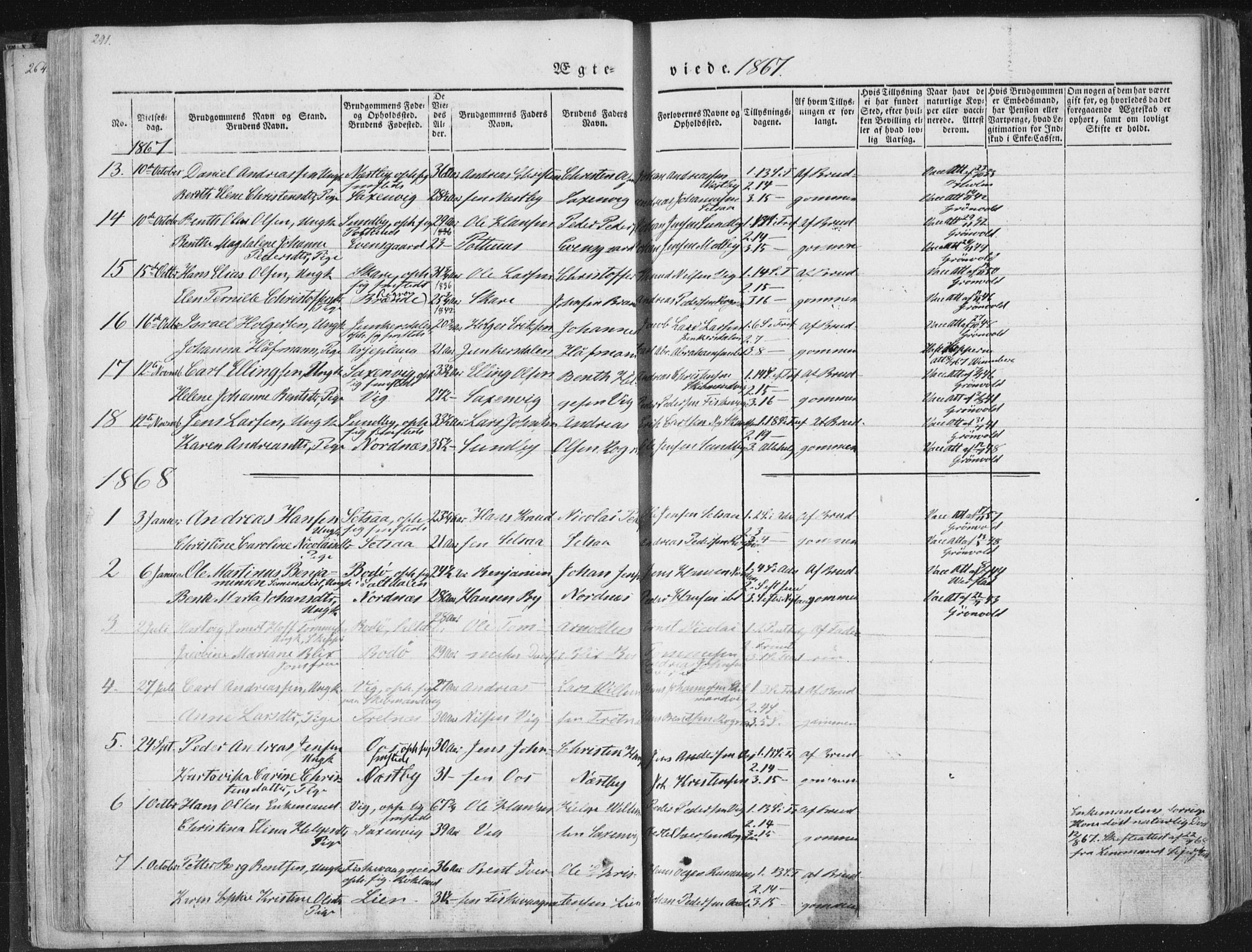 Ministerialprotokoller, klokkerbøker og fødselsregistre - Nordland, SAT/A-1459/847/L0667: Parish register (official) no. 847A07, 1842-1871, p. 291