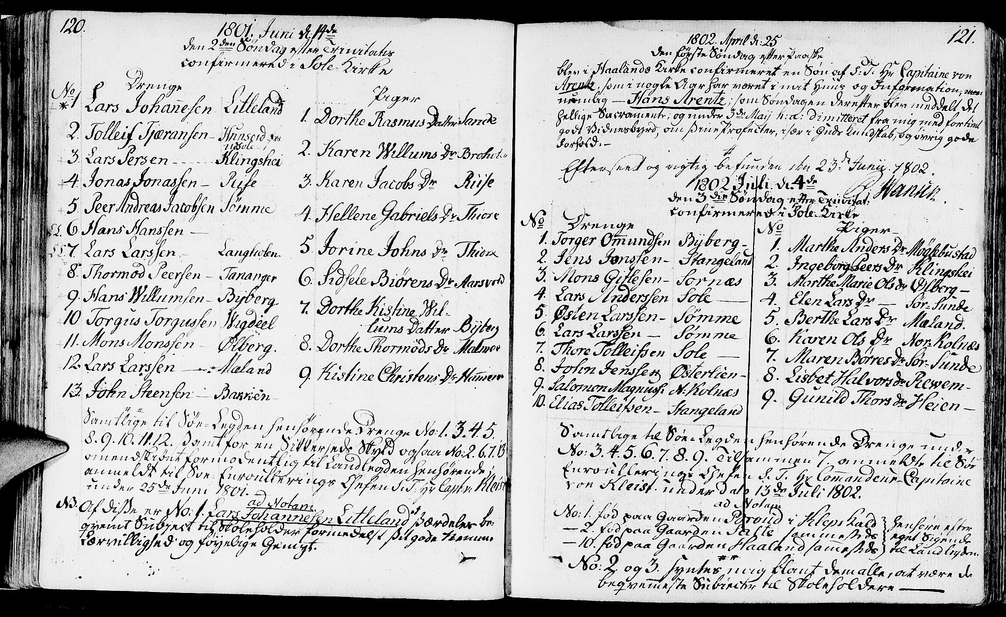 Håland sokneprestkontor, SAST/A-101802/001/30BA/L0003: Parish register (official) no. A 3, 1794-1815, p. 120-121