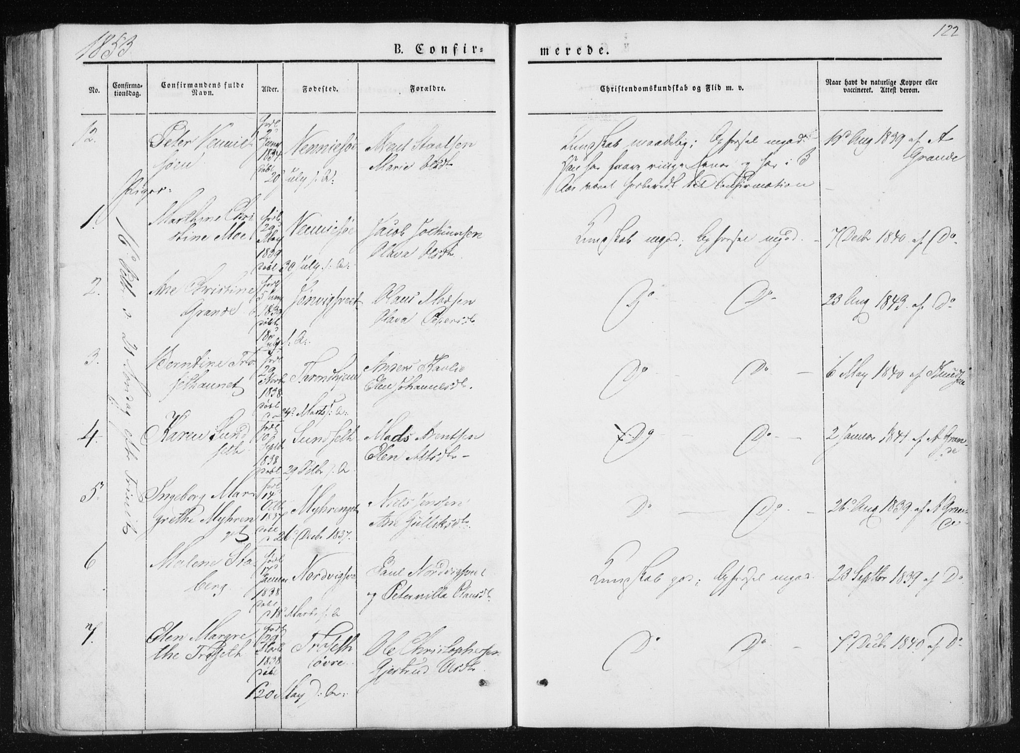 Ministerialprotokoller, klokkerbøker og fødselsregistre - Nord-Trøndelag, SAT/A-1458/733/L0323: Parish register (official) no. 733A02, 1843-1870, p. 122