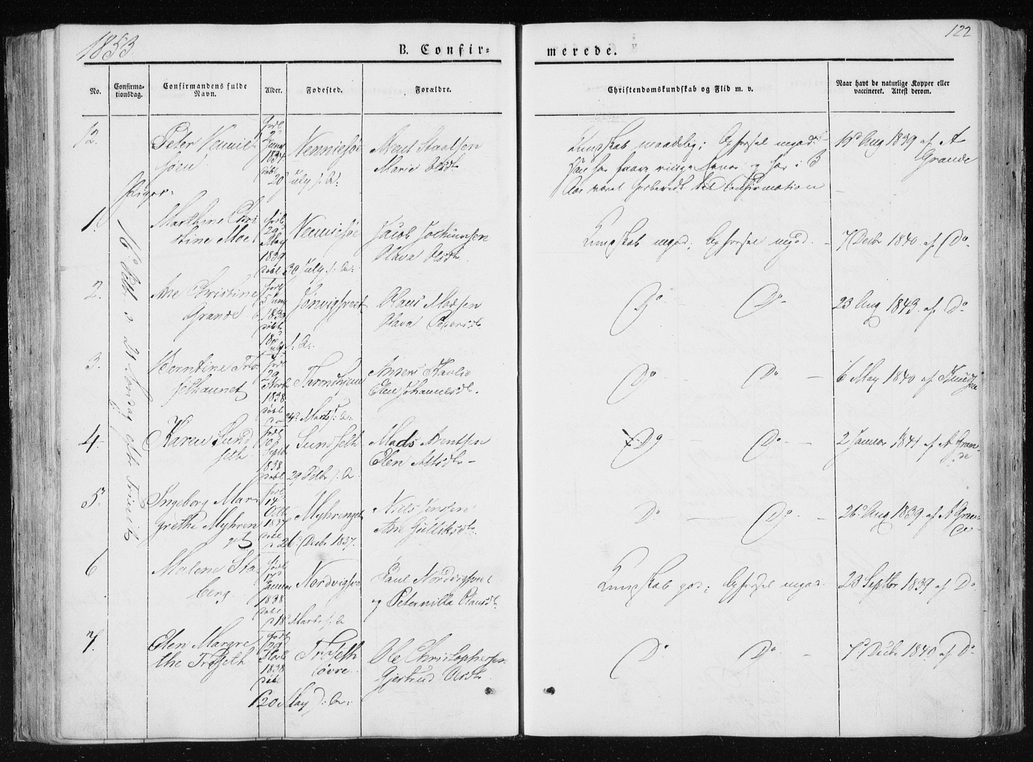 Ministerialprotokoller, klokkerbøker og fødselsregistre - Nord-Trøndelag, AV/SAT-A-1458/733/L0323: Parish register (official) no. 733A02, 1843-1870, p. 122