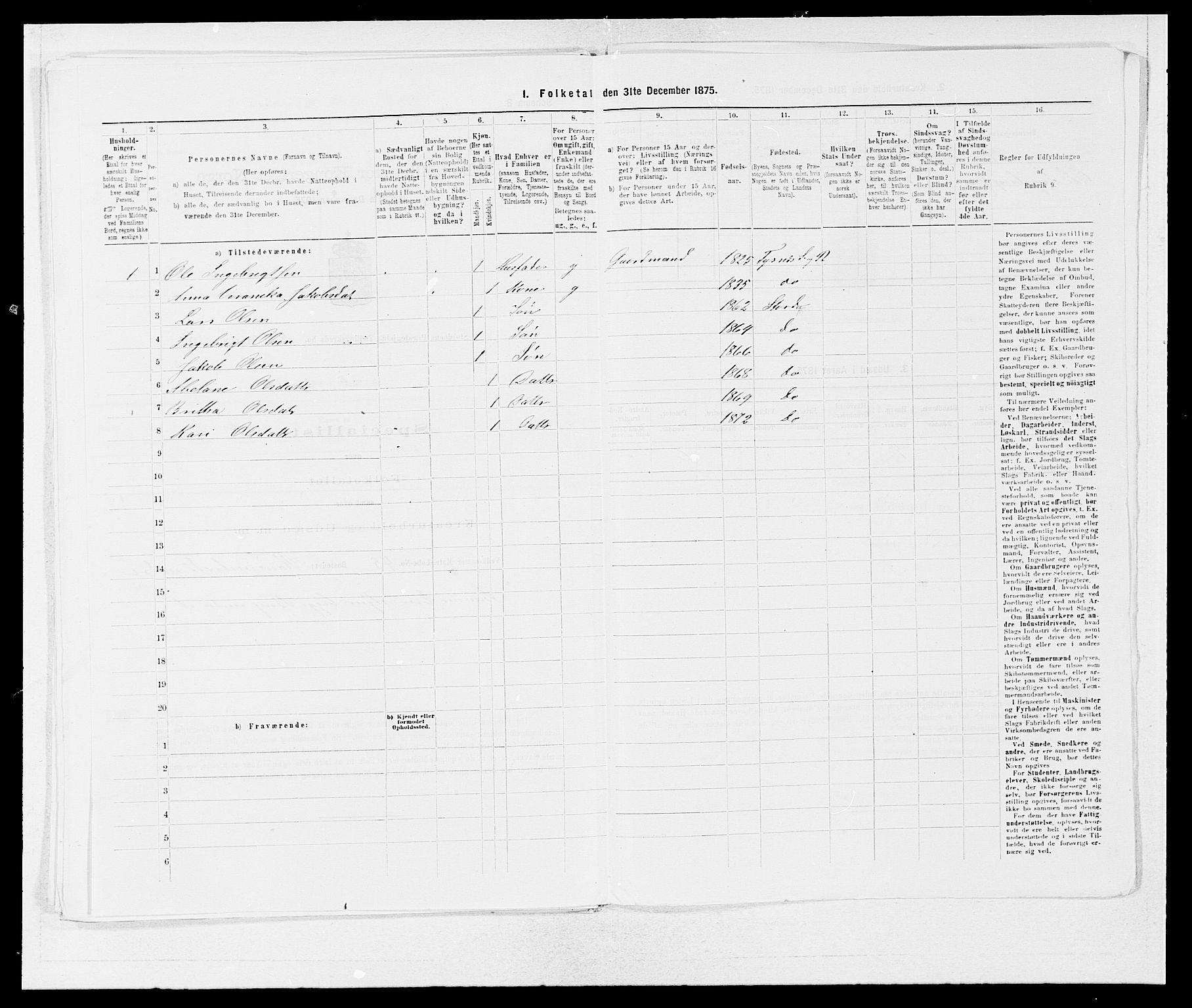 SAB, 1875 census for 1221P Stord, 1875, p. 170