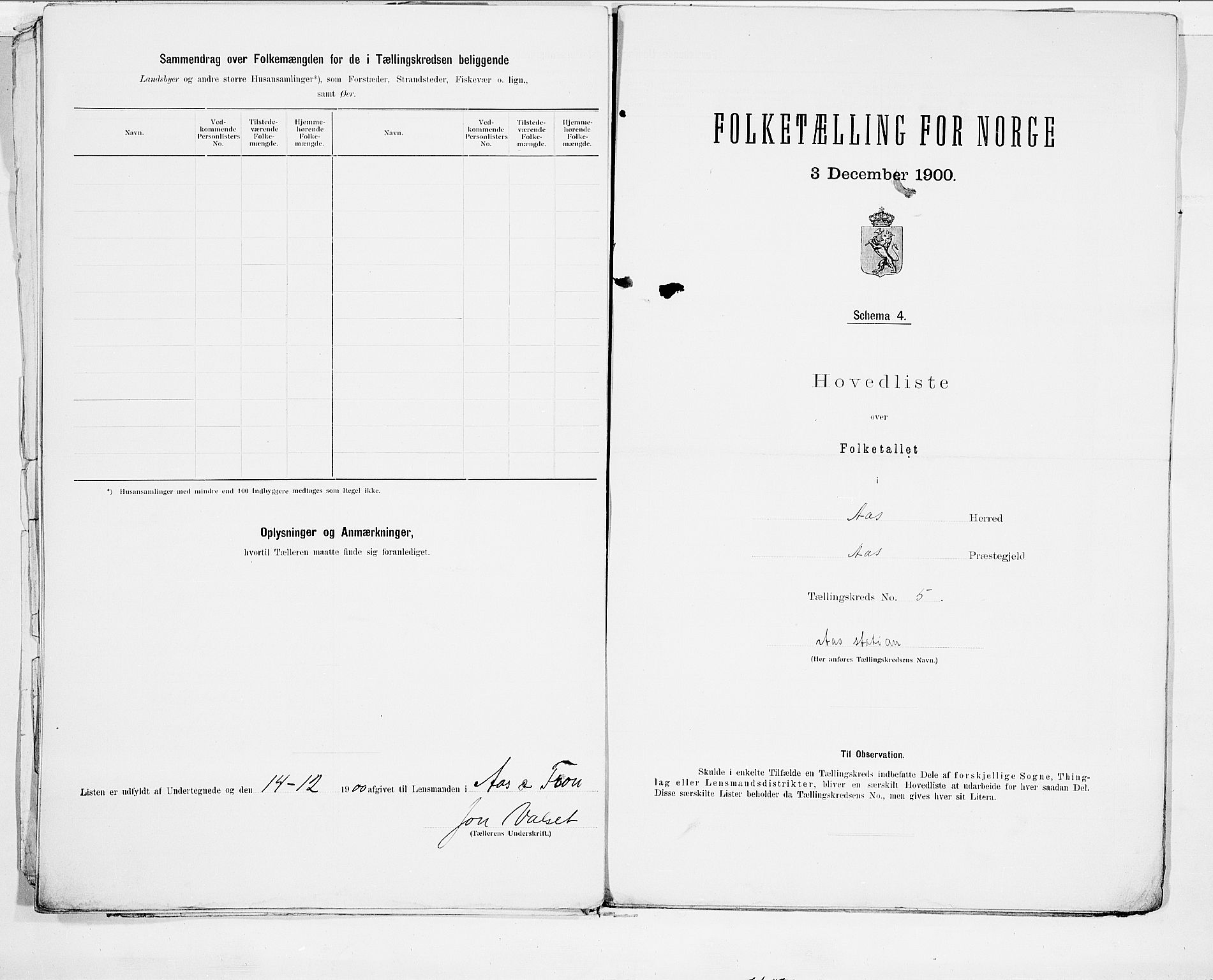 SAO, 1900 census for Ås, 1900, p. 12