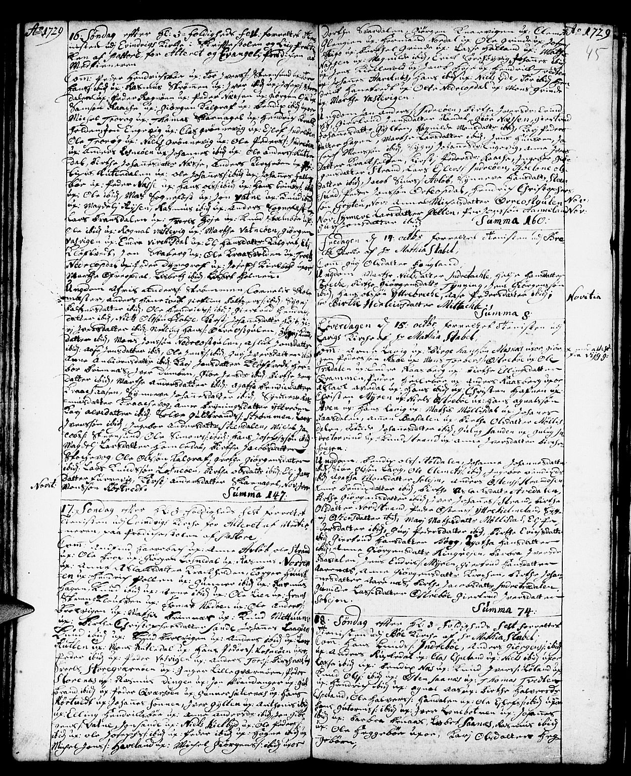 Gulen sokneprestembete, AV/SAB-A-80201/H/Haa/Haaa/L0001: Parish register (official) no. A 1, 1680-1735, p. 45