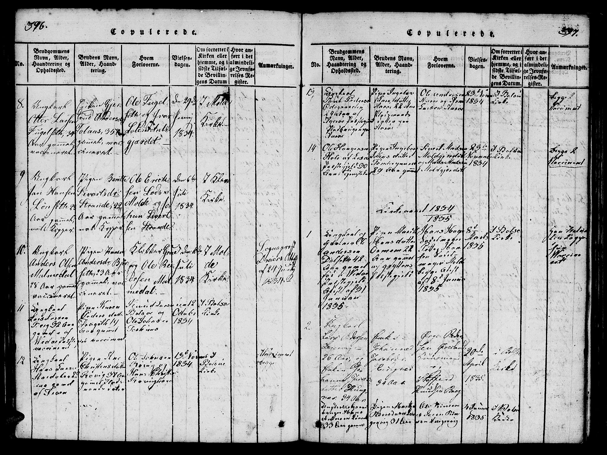 Ministerialprotokoller, klokkerbøker og fødselsregistre - Møre og Romsdal, AV/SAT-A-1454/555/L0652: Parish register (official) no. 555A03, 1817-1843, p. 396-397