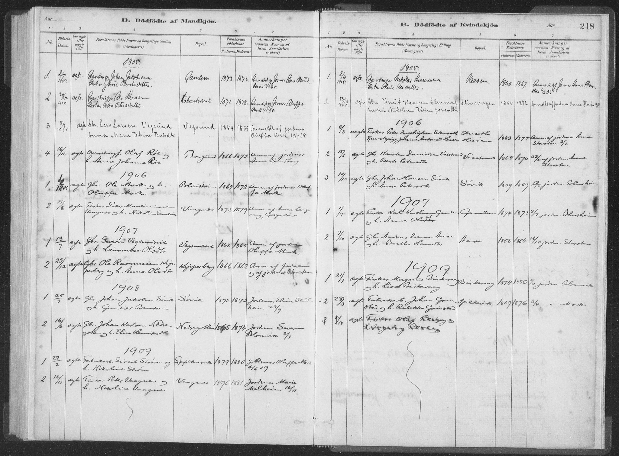 Ministerialprotokoller, klokkerbøker og fødselsregistre - Møre og Romsdal, AV/SAT-A-1454/528/L0401: Parish register (official) no. 528A12I, 1880-1920, p. 218