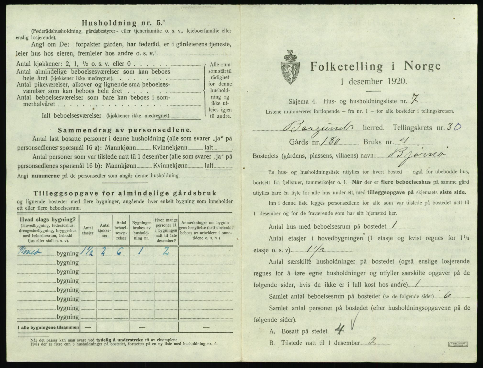 SAT, 1920 census for Borgund, 1920, p. 2386