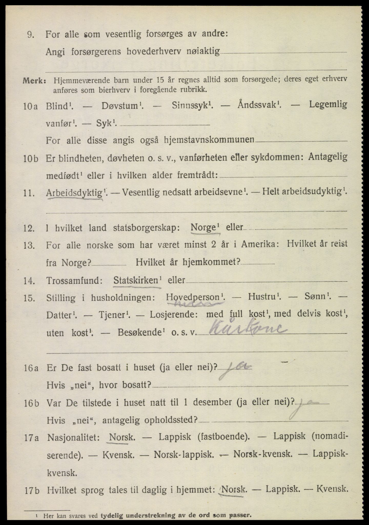 SAT, 1920 census for Kolvereid, 1920, p. 1542