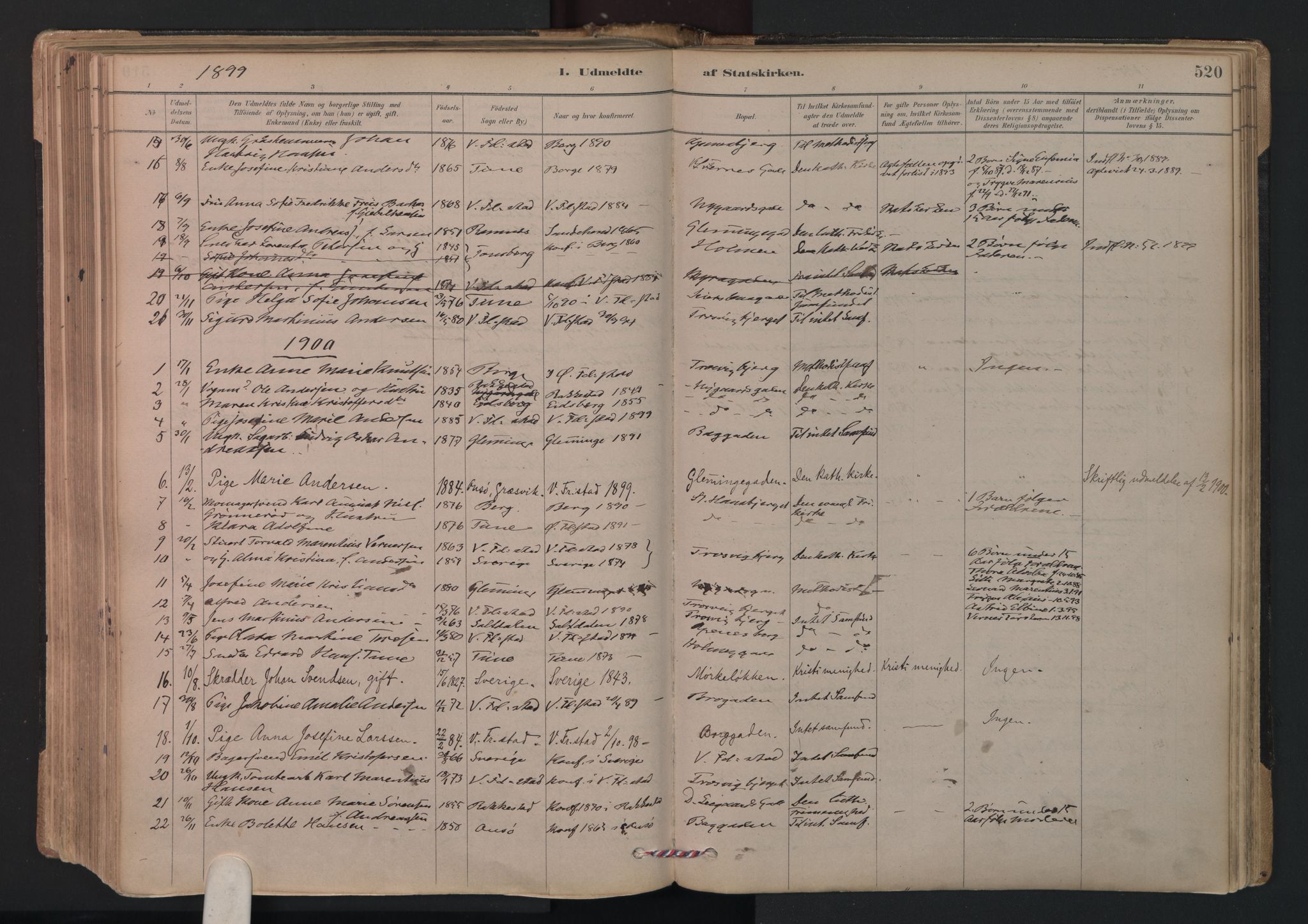 Fredrikstad domkirkes prestekontor Kirkebøker, AV/SAO-A-10906/F/Fa/L0005: Parish register (official) no. 5, 1878-1971, p. 520