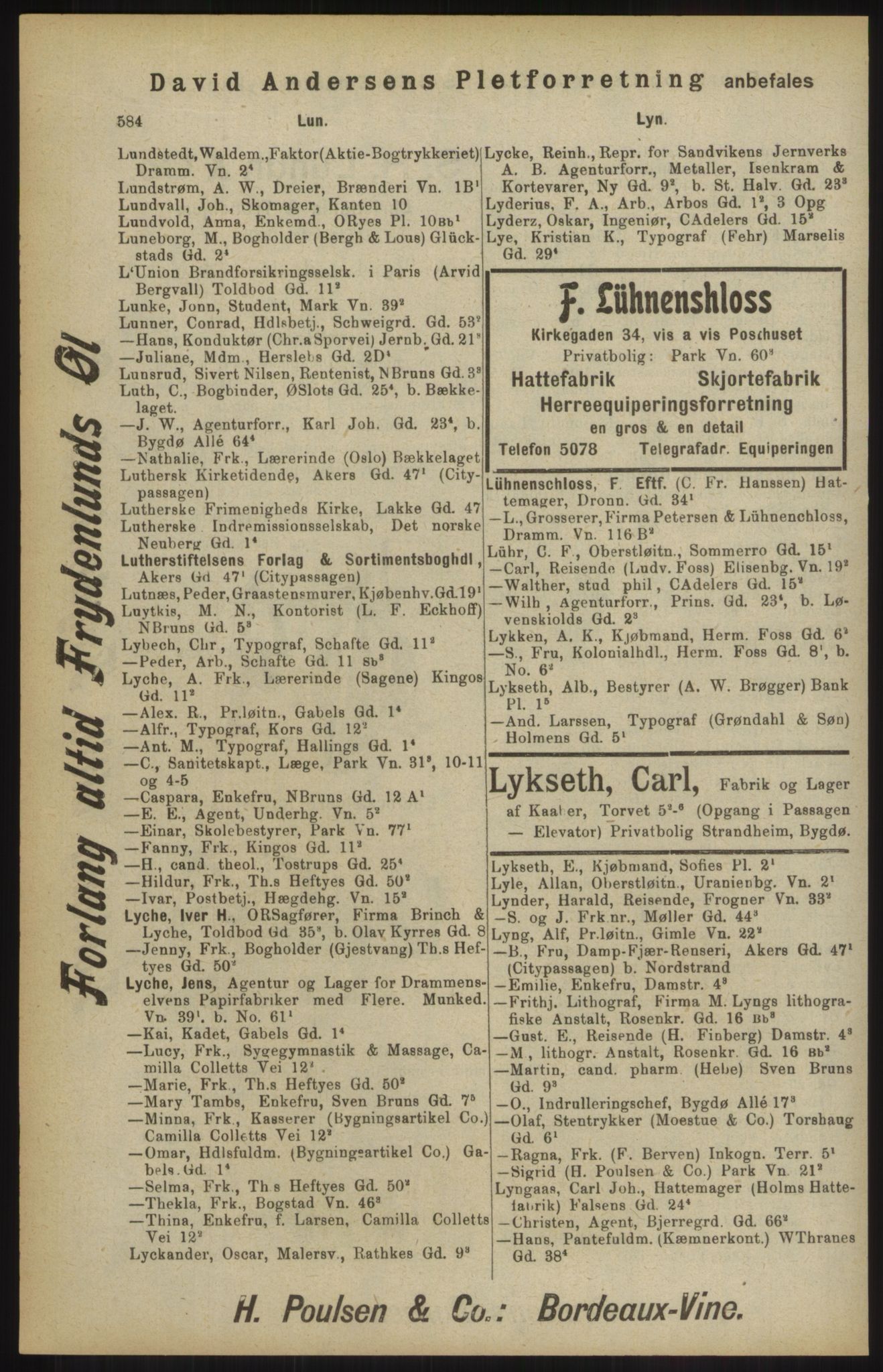 Kristiania/Oslo adressebok, PUBL/-, 1904, p. 588