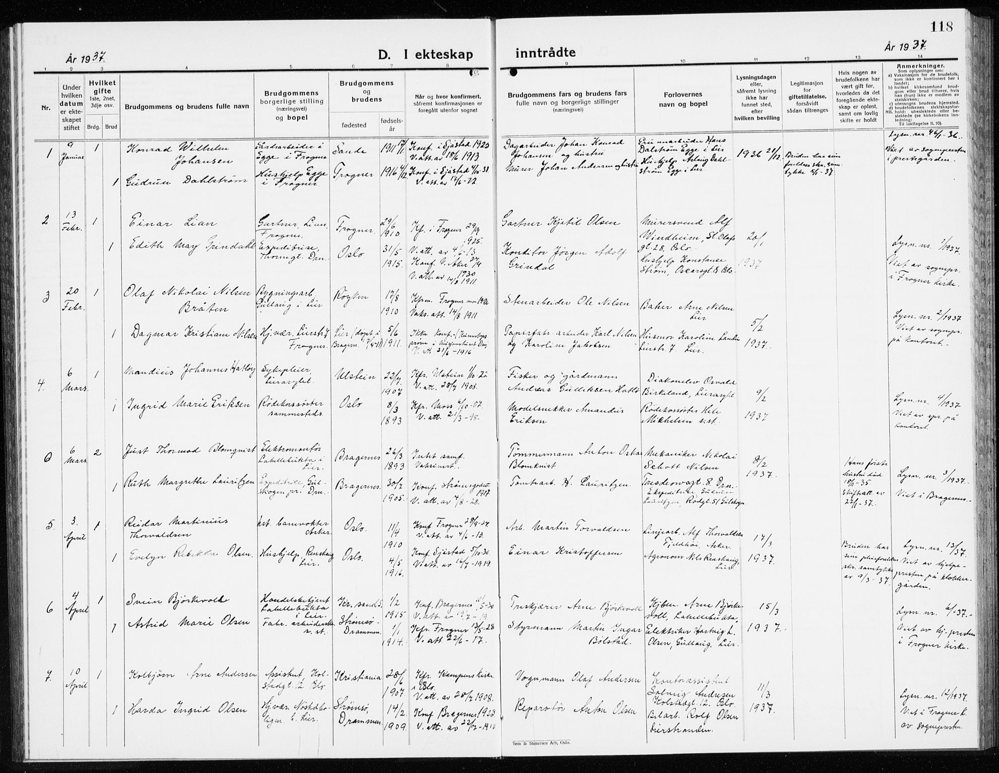 Lier kirkebøker, AV/SAKO-A-230/G/Gb/L0005: Parish register (copy) no. II 5, 1932-1942, p. 118