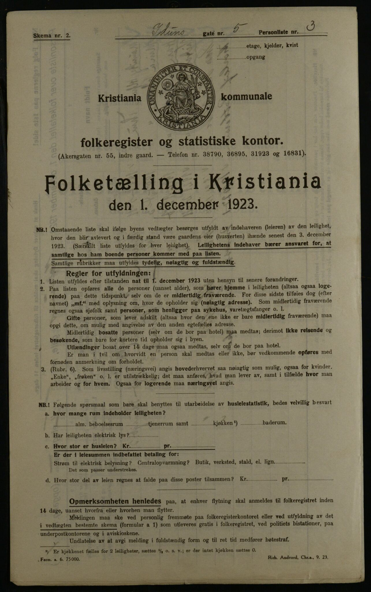 OBA, Municipal Census 1923 for Kristiania, 1923, p. 48325